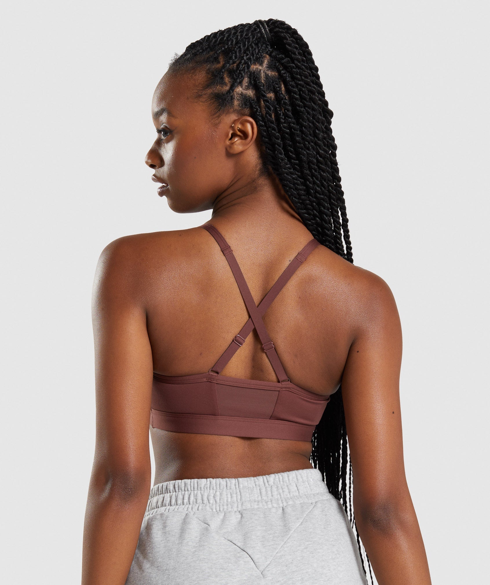 Ruched Sports Bra in Cherry Brown - view 2