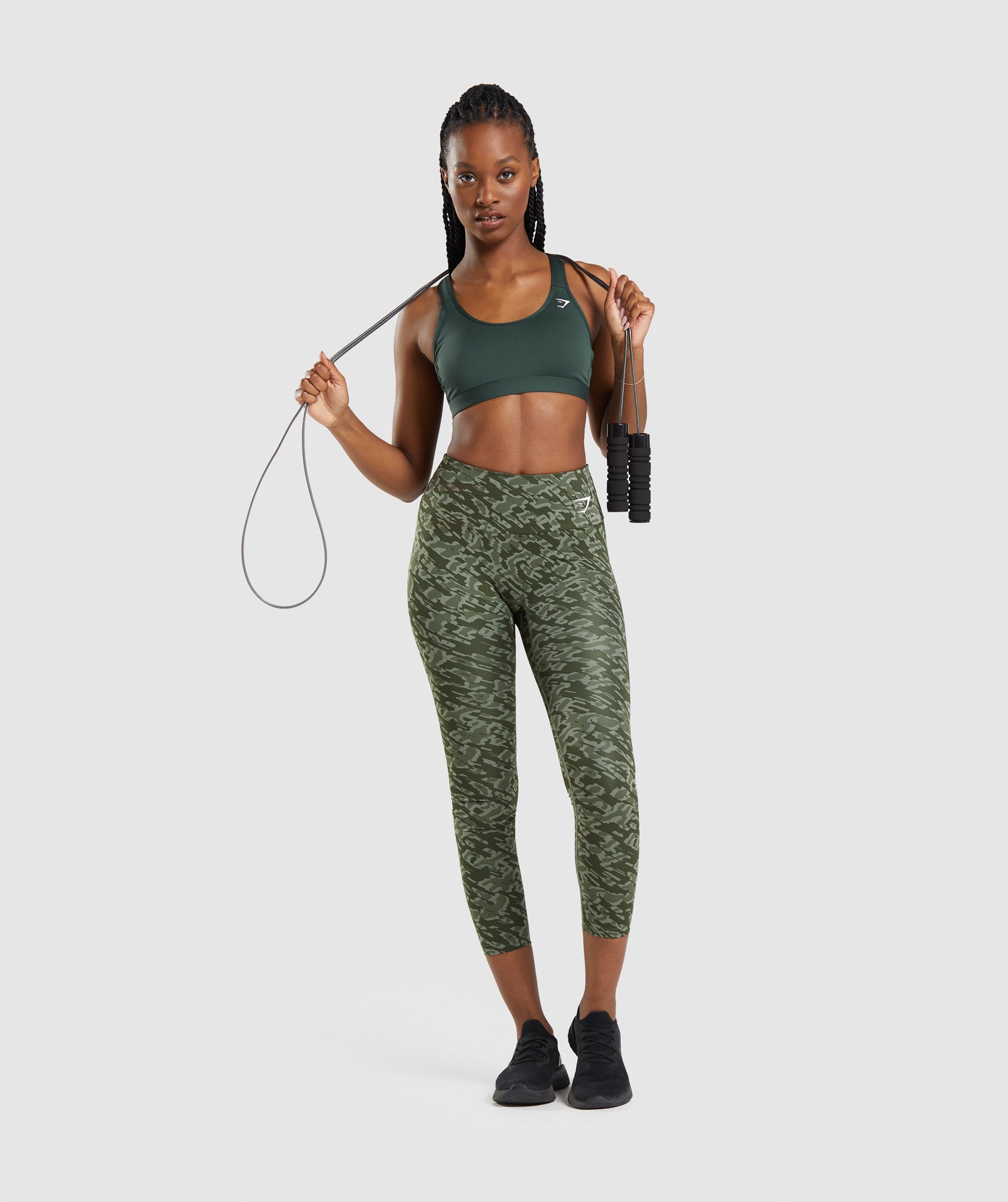 Scoop Neck Sports Bra in Obsidian Green - view 4