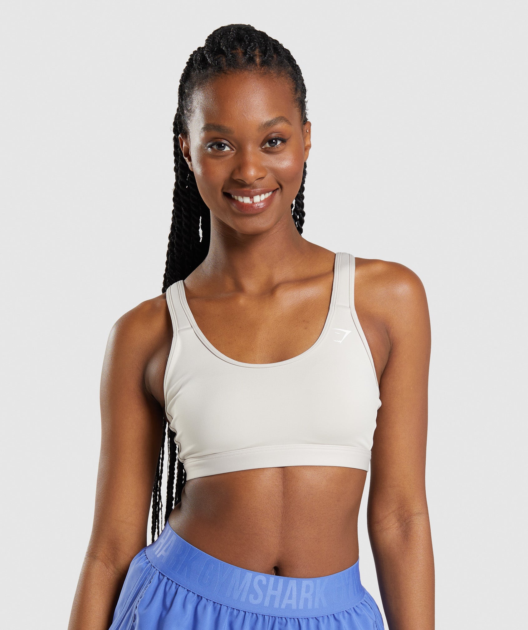 Scoop Neck Sports Bra in Pebble Grey - view 1