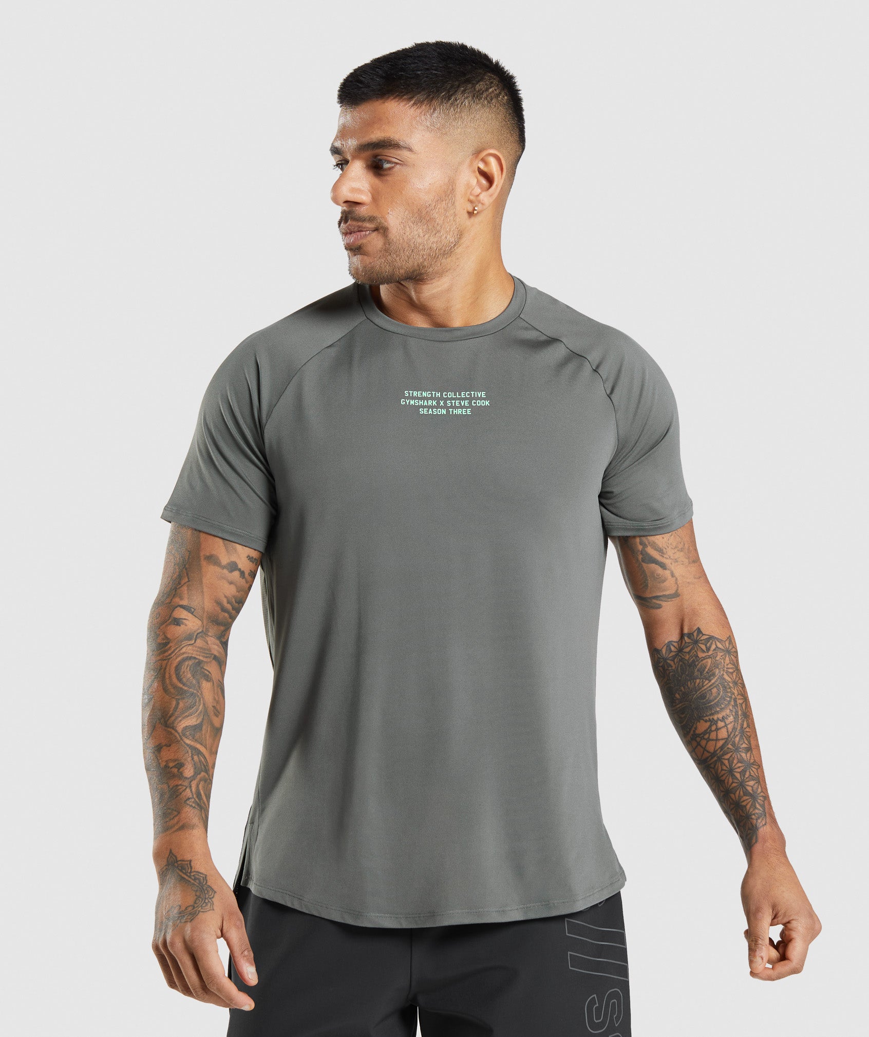 Gymshark//Steve Cook T-Shirt in Charcoal Grey - view 2