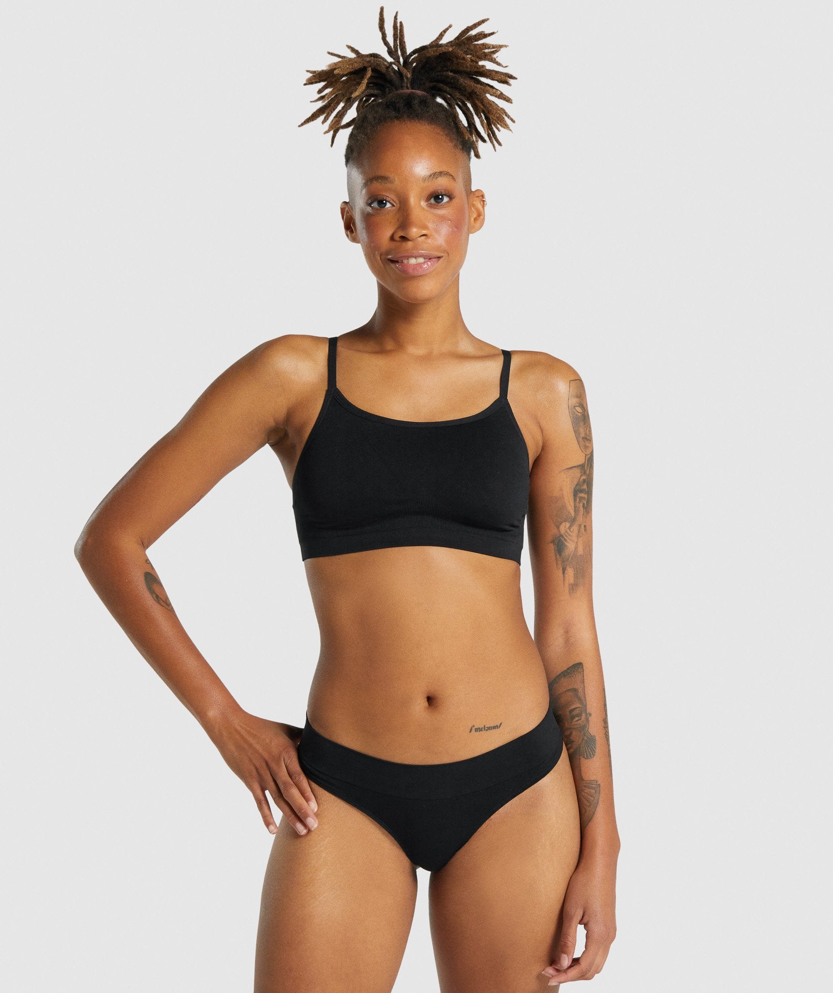 Seamless Scoop Neck Bralette- Black in null - view 1