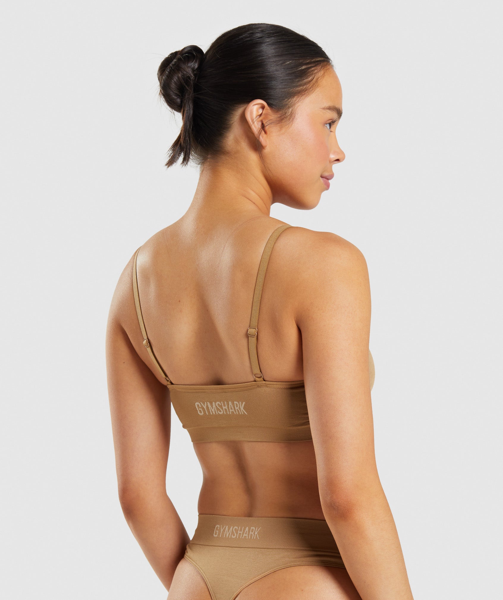 Seamless Scoop Neck Bralette in Golden Light Brown - view 2