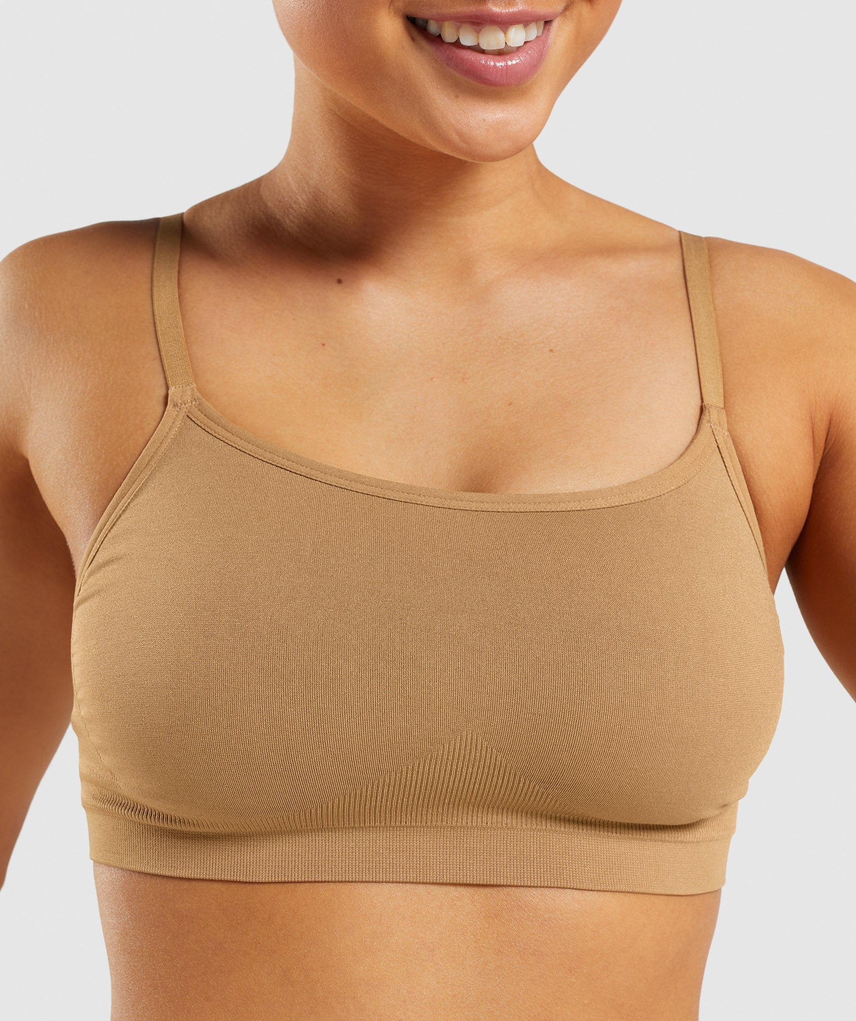 NEW Gymshark Women's Square Neck Bandeau Sports Bra in Nutmeg Brown Size  SMALL