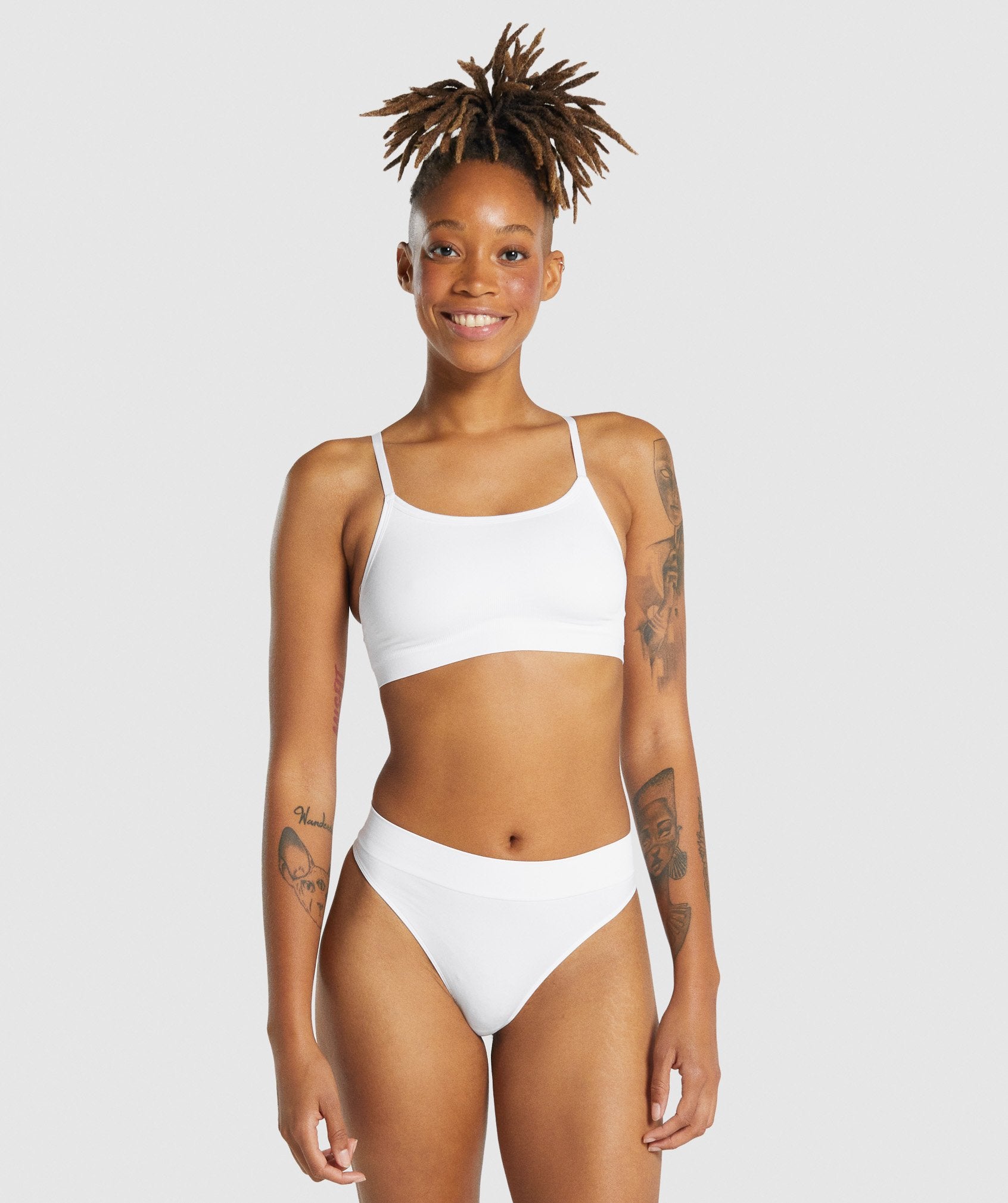 Seamless Scoop Neck Bralette  in White - view 1