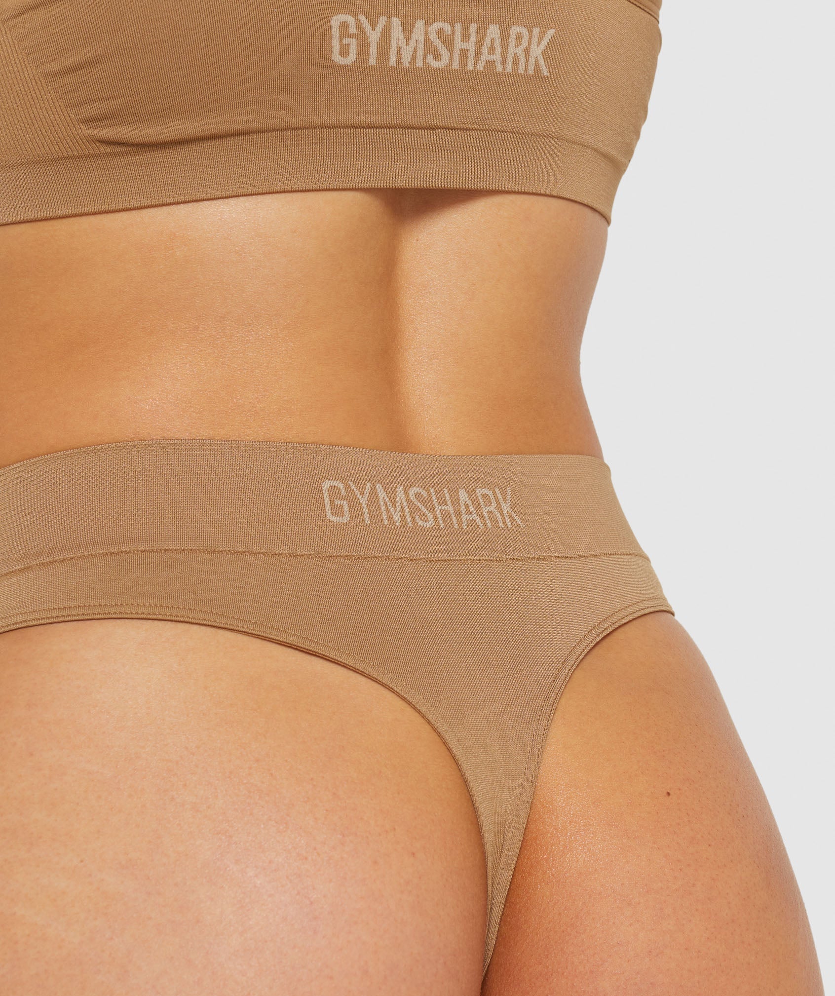 Seamless High Rise Thong in Golden Light Brown