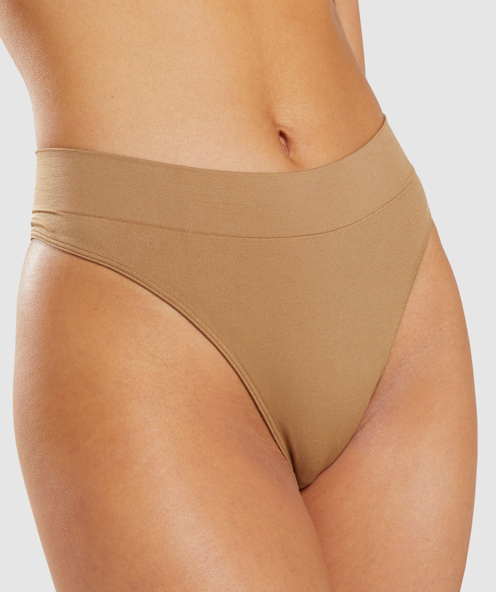 Gymshark Seamless High Waisted Thong - Cement Brown