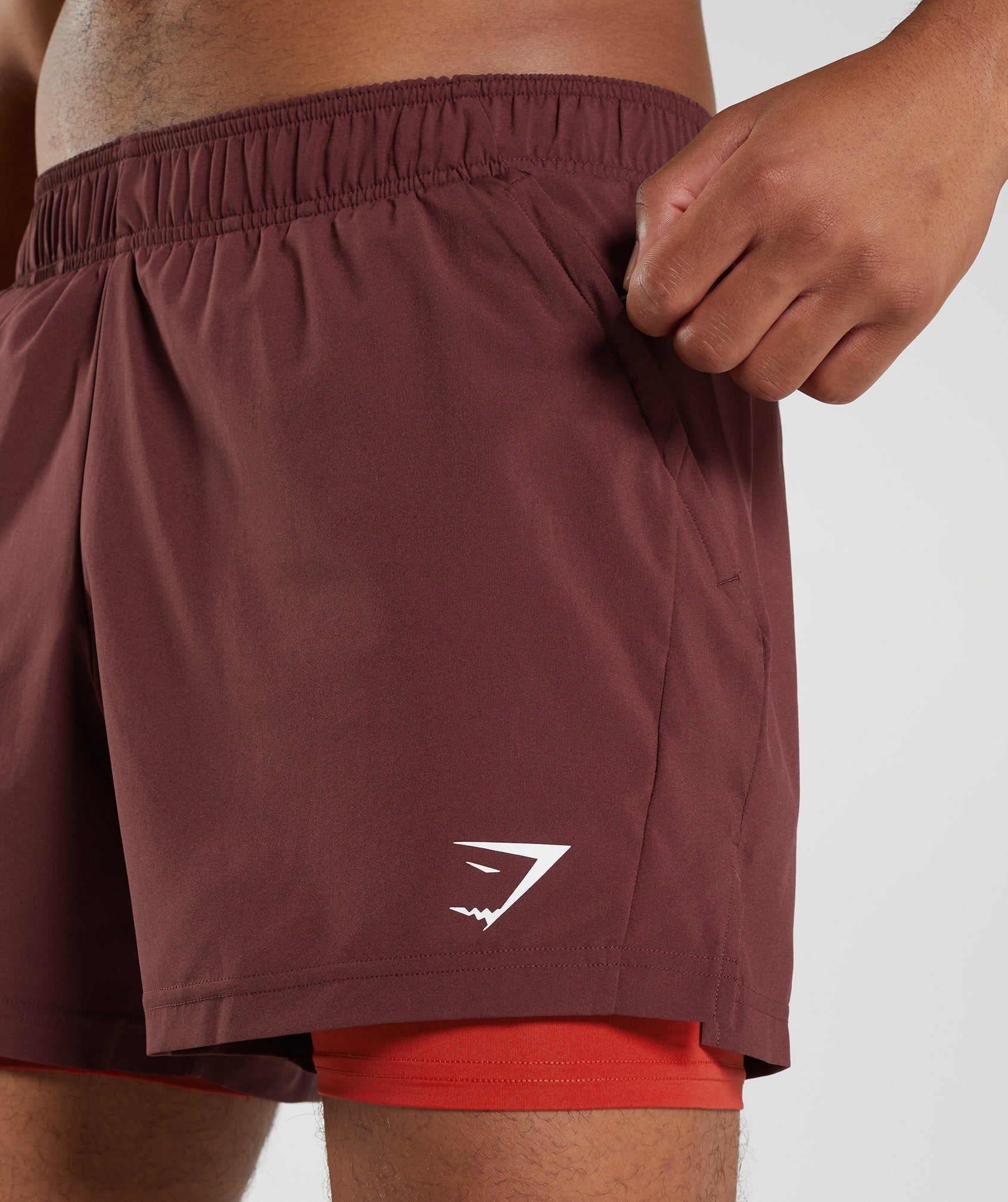 Gymshark Sport 5 2 In 1 Shorts - Baked Maroon/Salsa Red