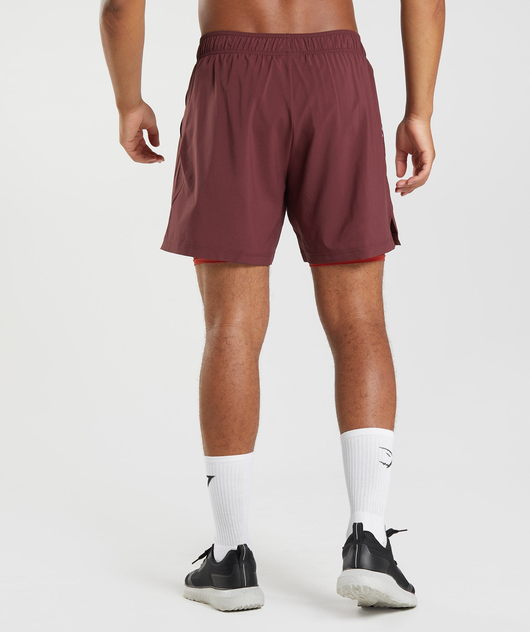 Sport 7" 2 In 1 Shorts in Baked Maroon/Salsa Red - view 2