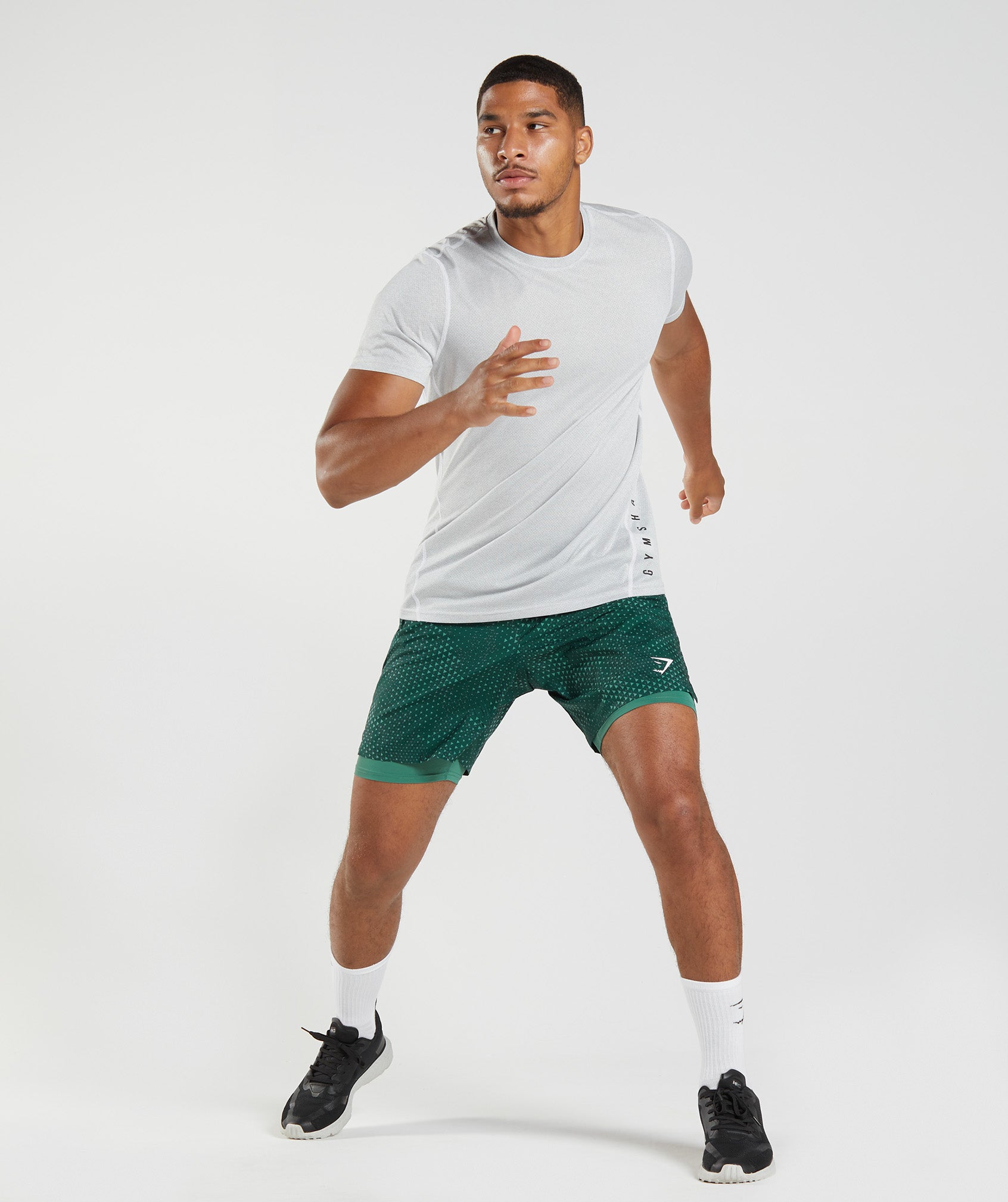 Gymshark Running 2 In 1 Shorts - Iris Green/Light Olive Green