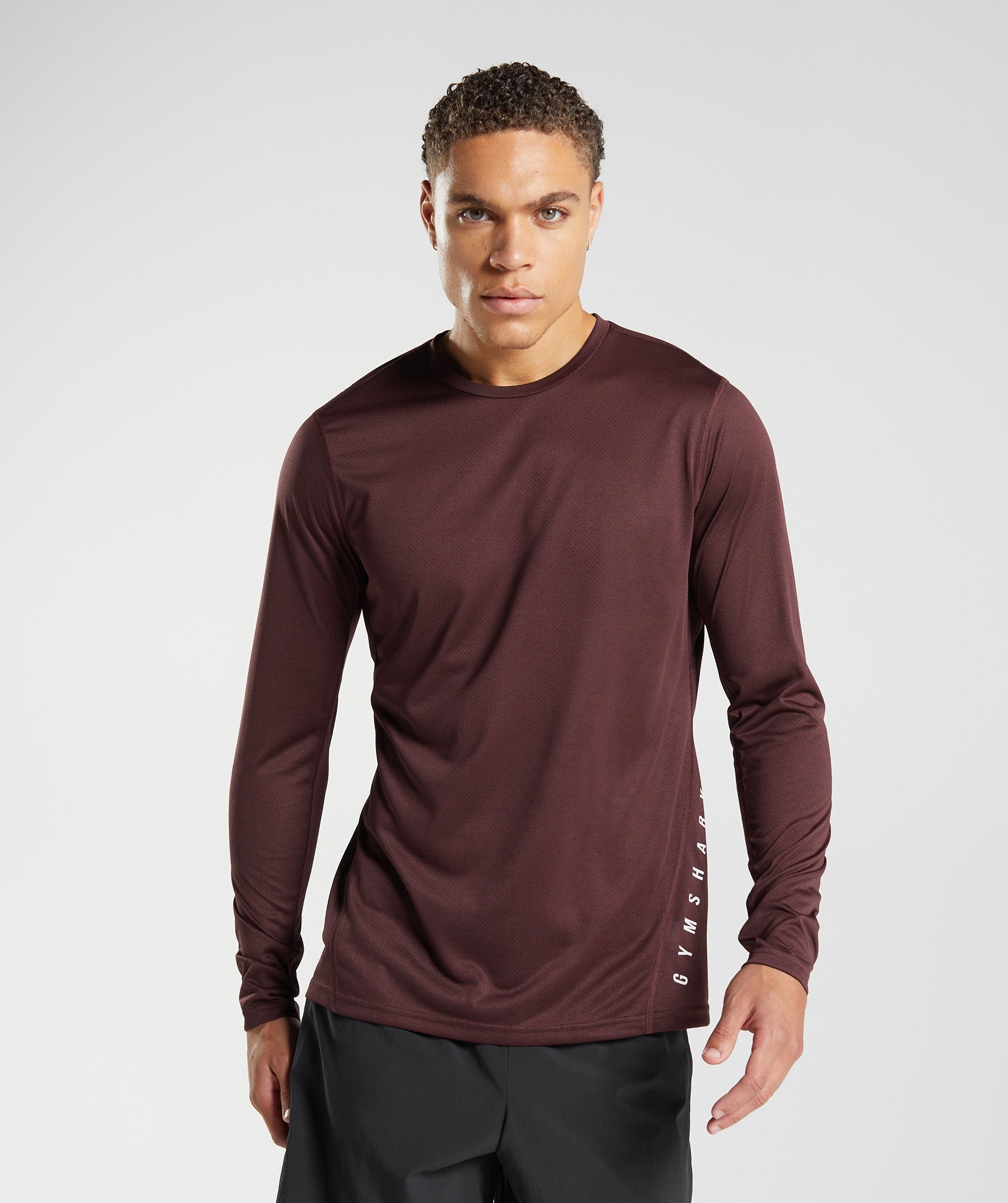 Gymshark Sport Long Sleeve T-Shirt - Baked Maroon/Black Marl | Gymshark