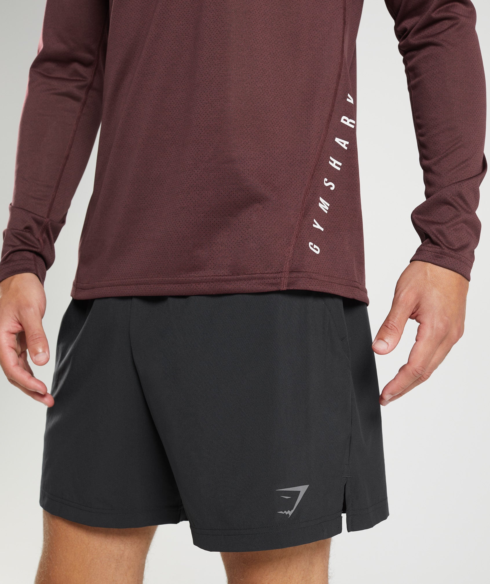 Sport Long Sleeve T-Shirt in Baked Maroon/Black Marl - view 6