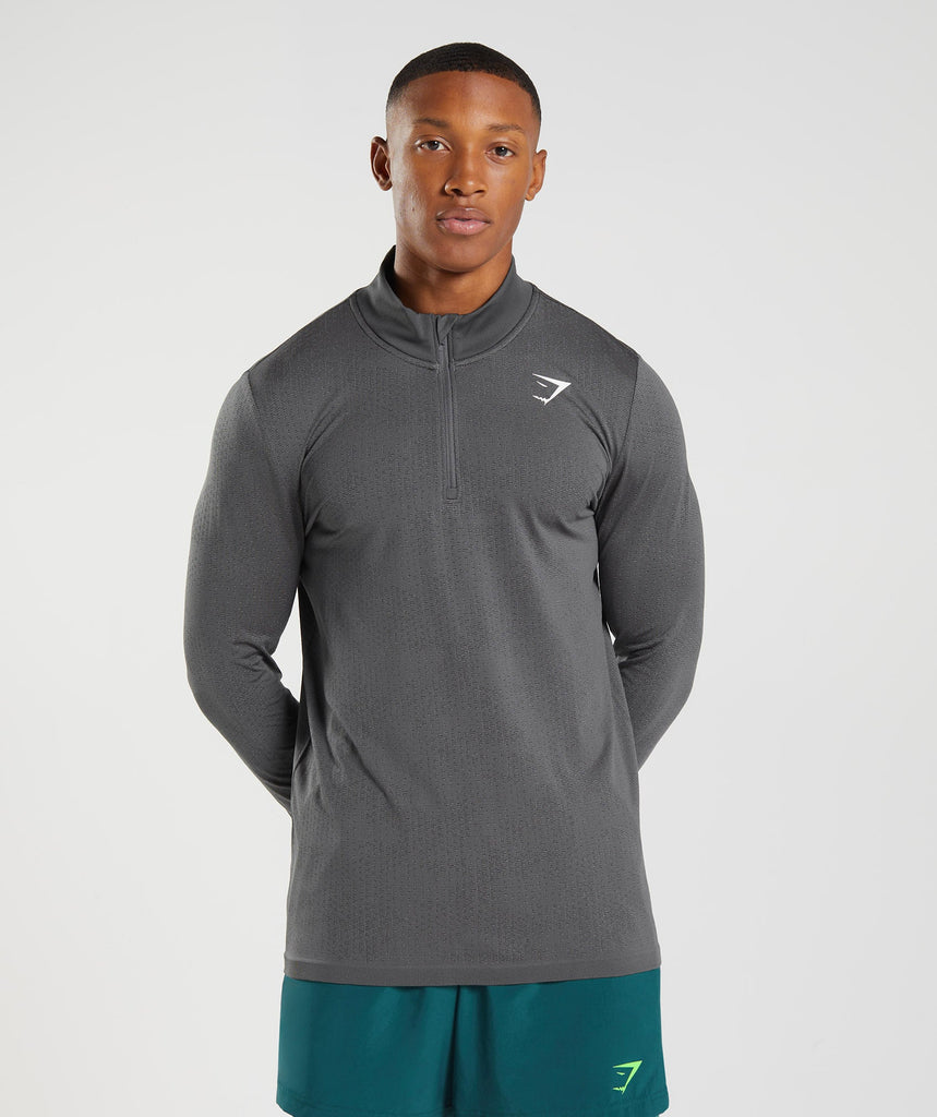 Gymshark Sport Seamless 1/4 Zip - Silhouette Grey/Black | Gymshark