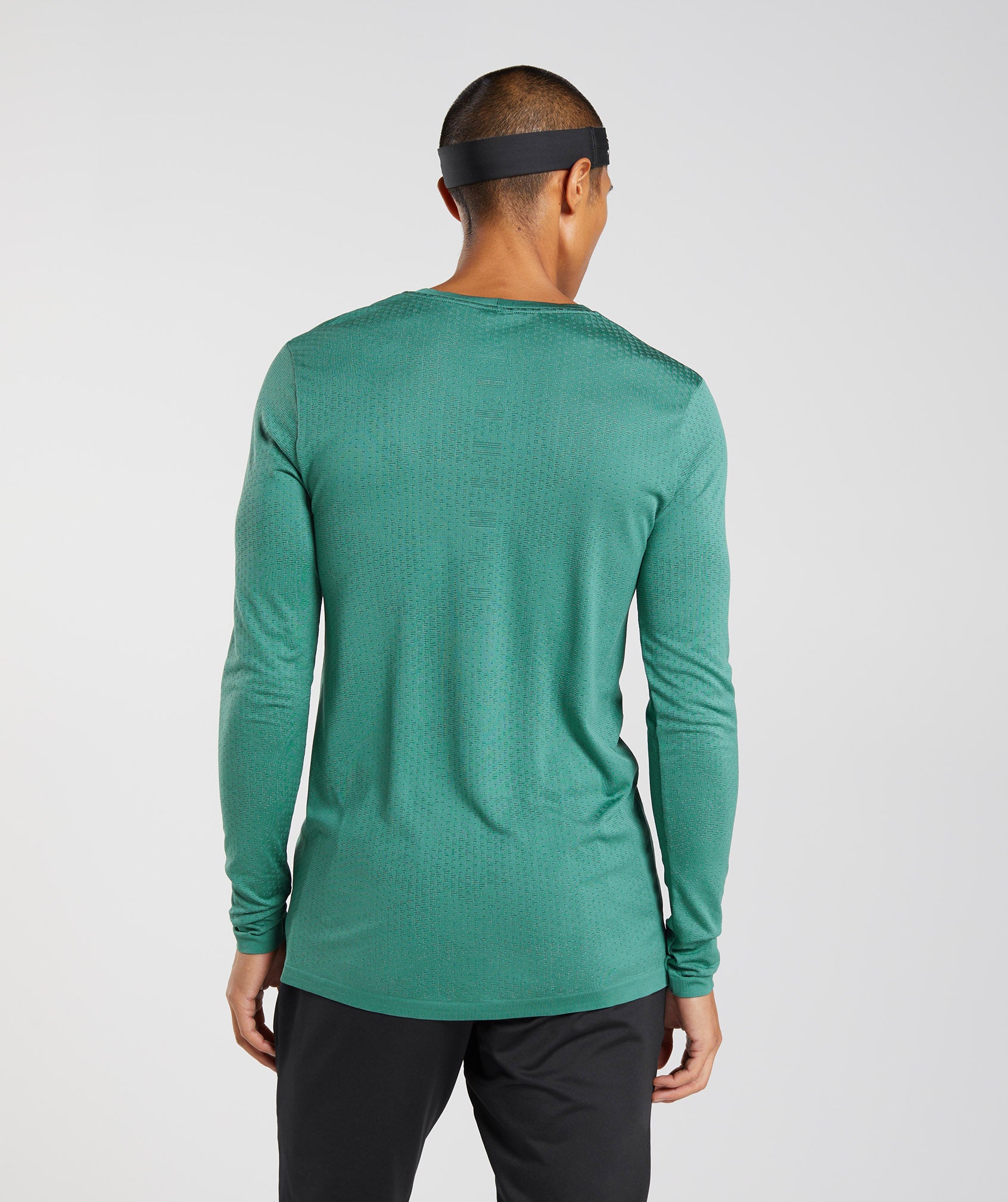 Gymshark Geo Seamless Long Sleeve T-Shirt - Bali Green/White