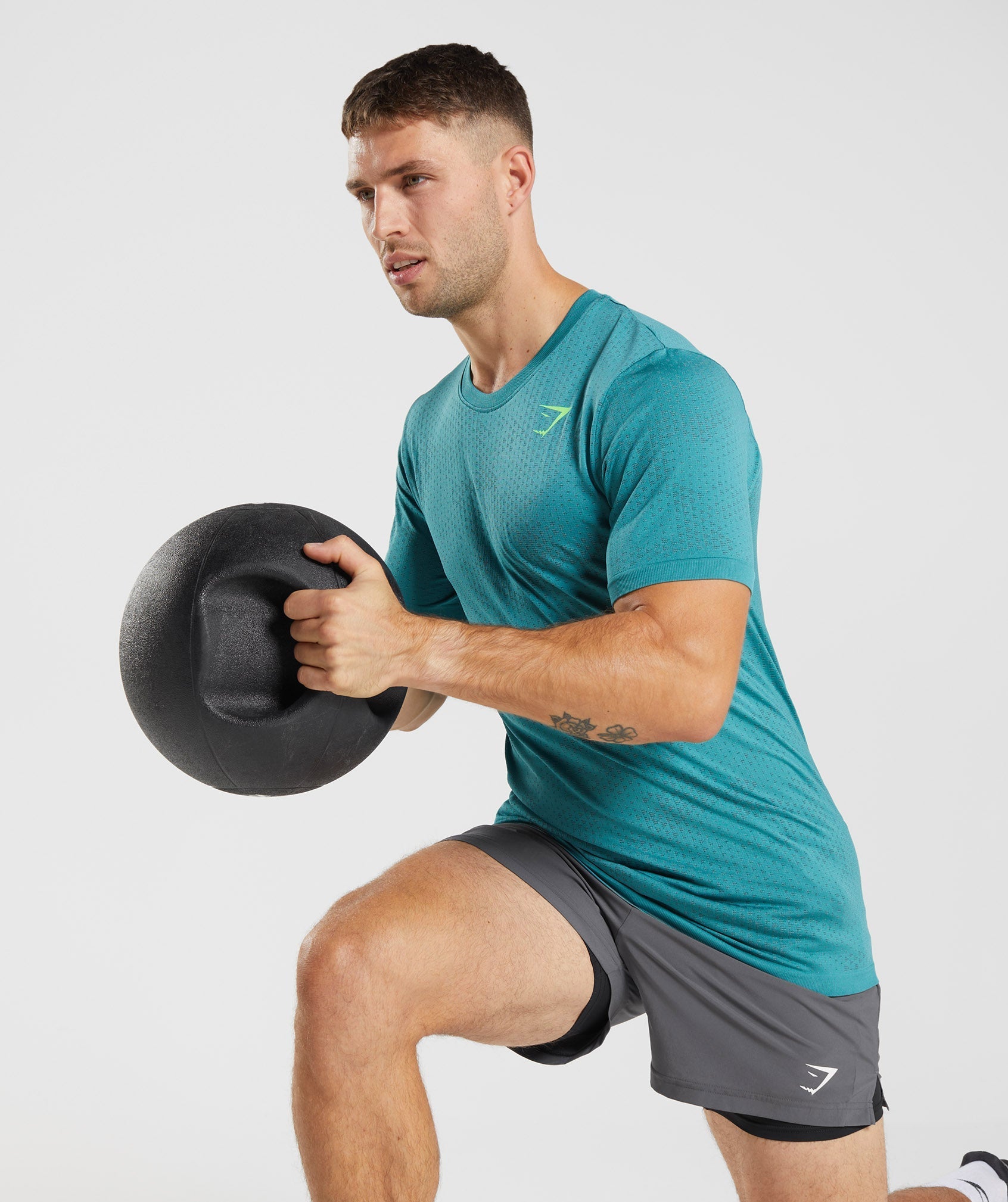 Custom Fitness Clothing Men Gym Seamless Nylon Polyester Sea Teal Marl T  Shirt - China Seamless Wear and T-Shirt price