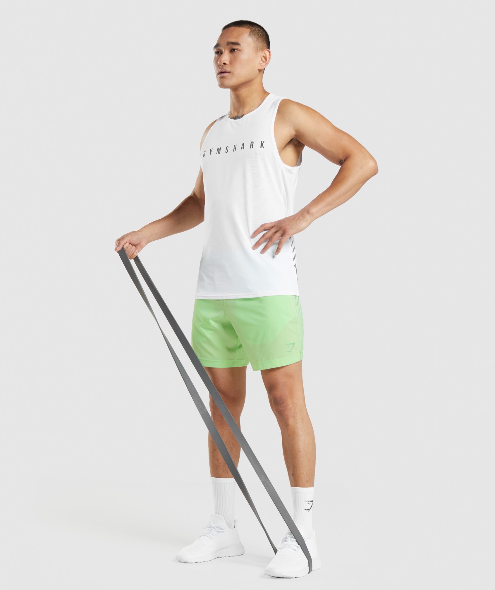 Gymshark Sport Stripe 7 Shorts - Bali Green