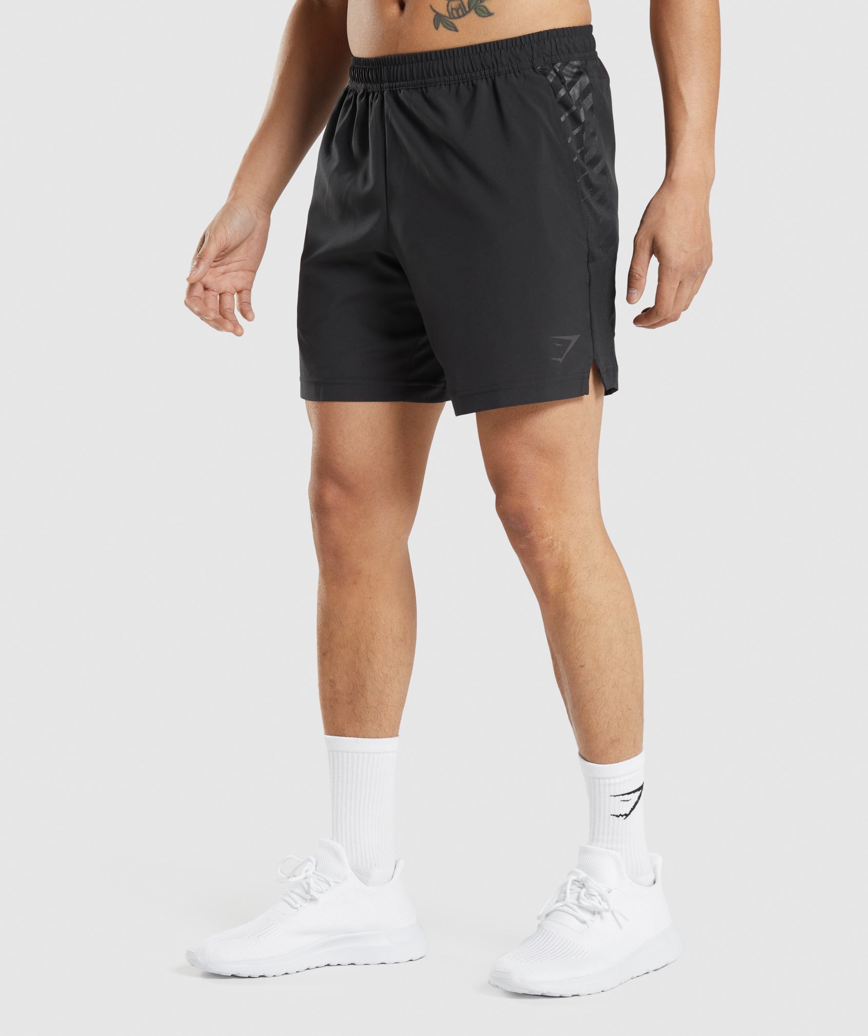 Sport Stripe 7" Shorts in Black