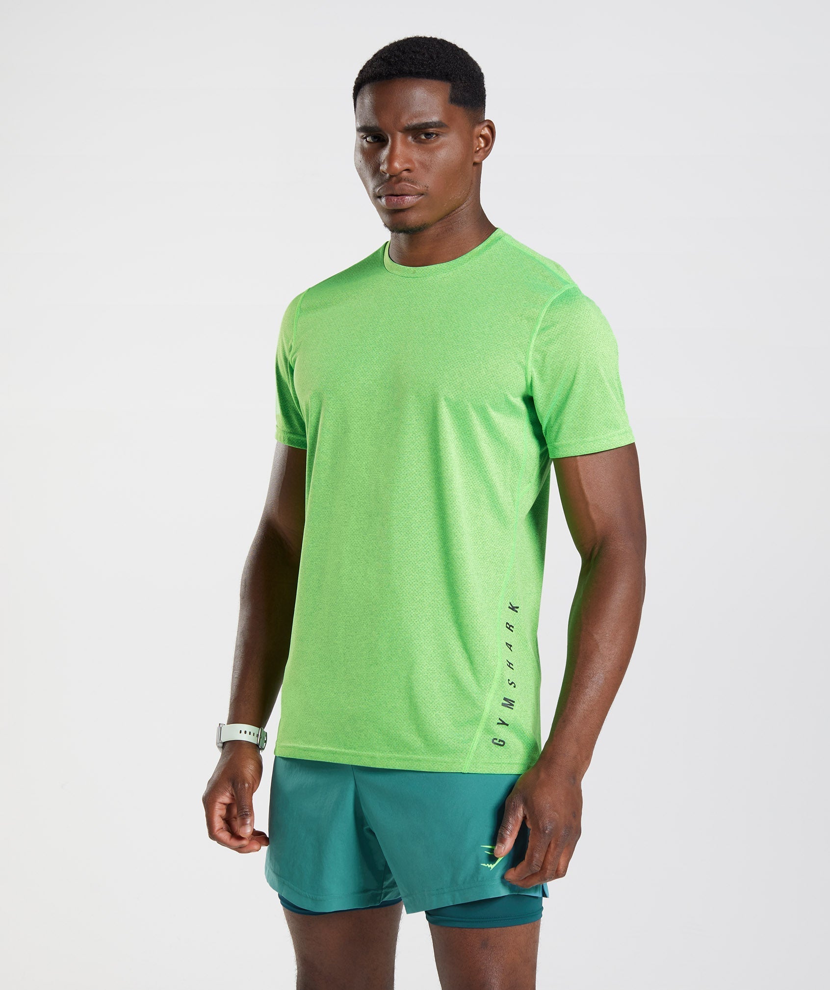 Sport T-Shirt in Fluo Lime/Black Marl - view 1