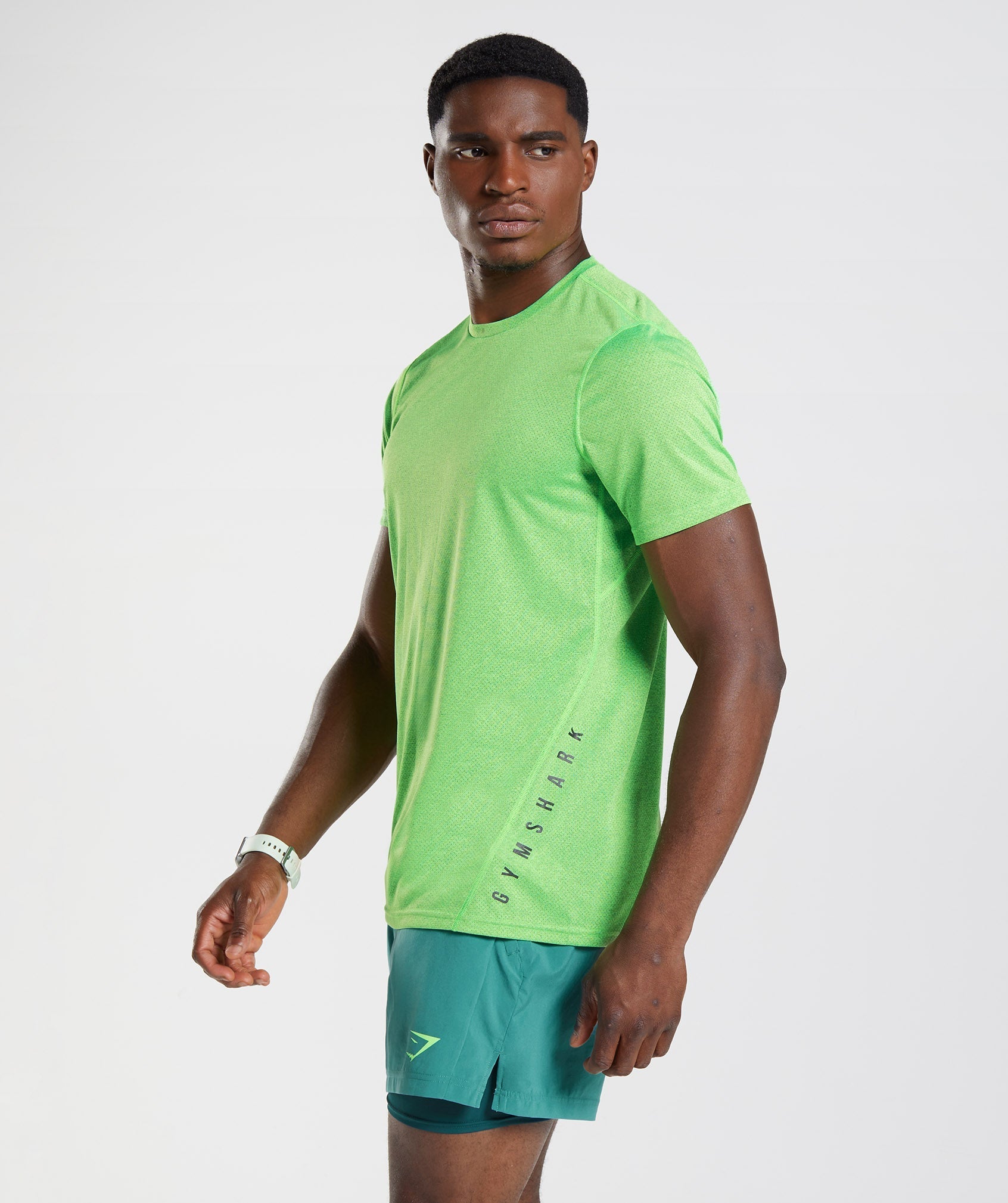Sport T-Shirt in Fluo Lime/Black Marl - view 3