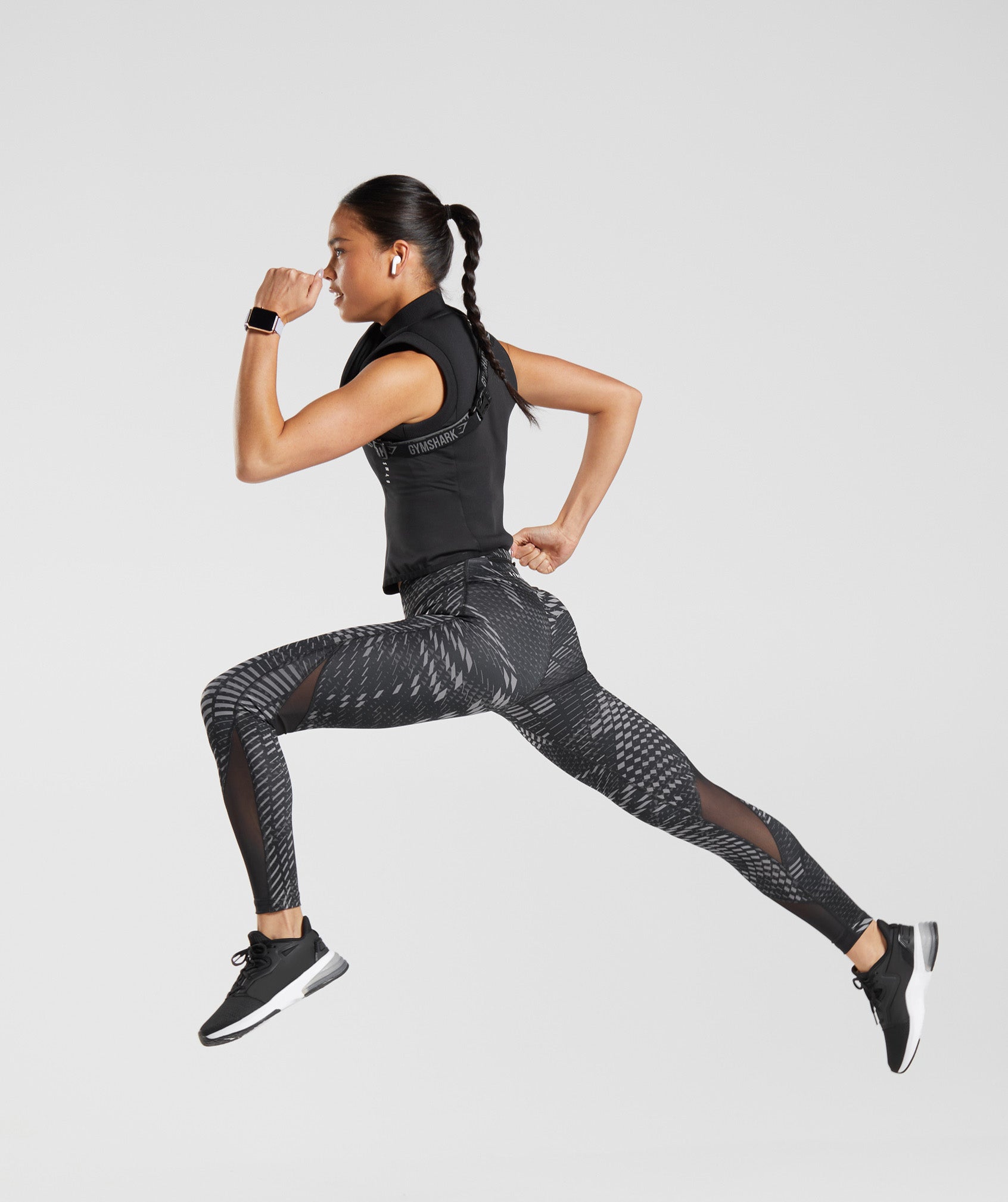 Sport Running Leggings in Black Print - view 4