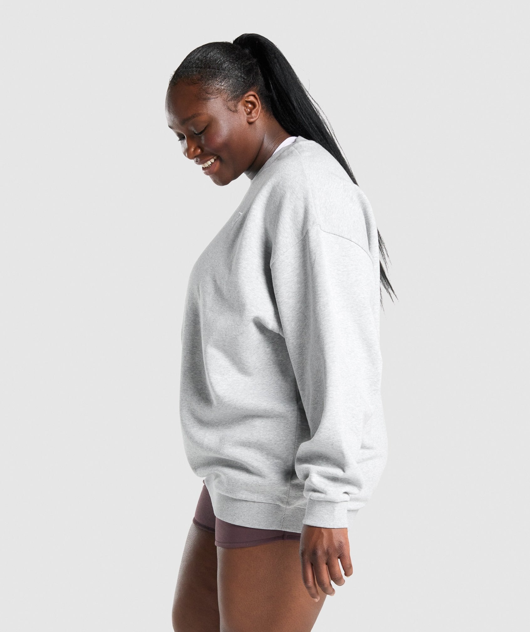 Gymshark I Heart Gym Oversized Sweatshirt - Light Grey Core Marl