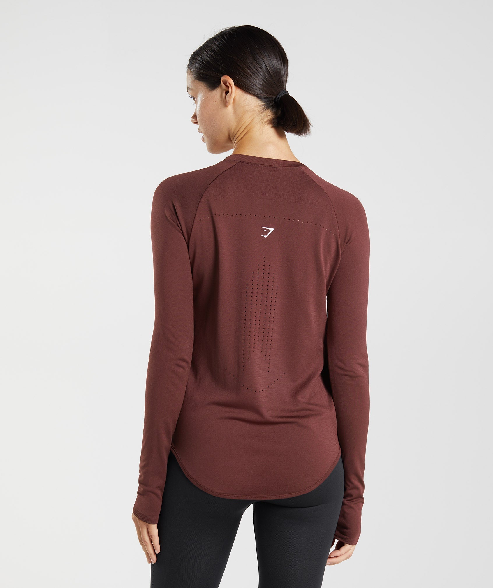 Sweat Seamless Long Sleeve Top in Baked Maroon - view 2