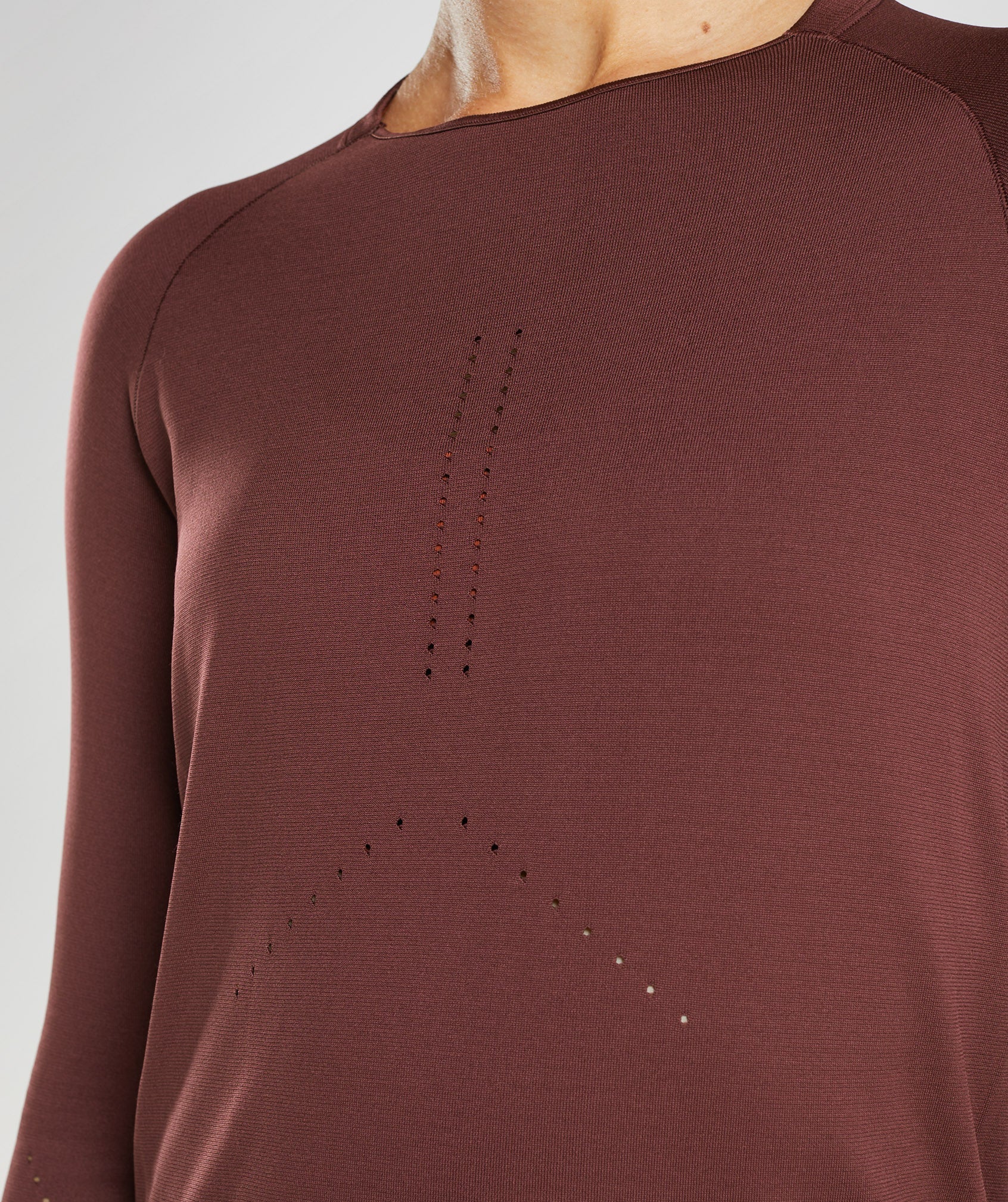 Sweat Seamless Long Sleeve Top in Baked Maroon - view 5
