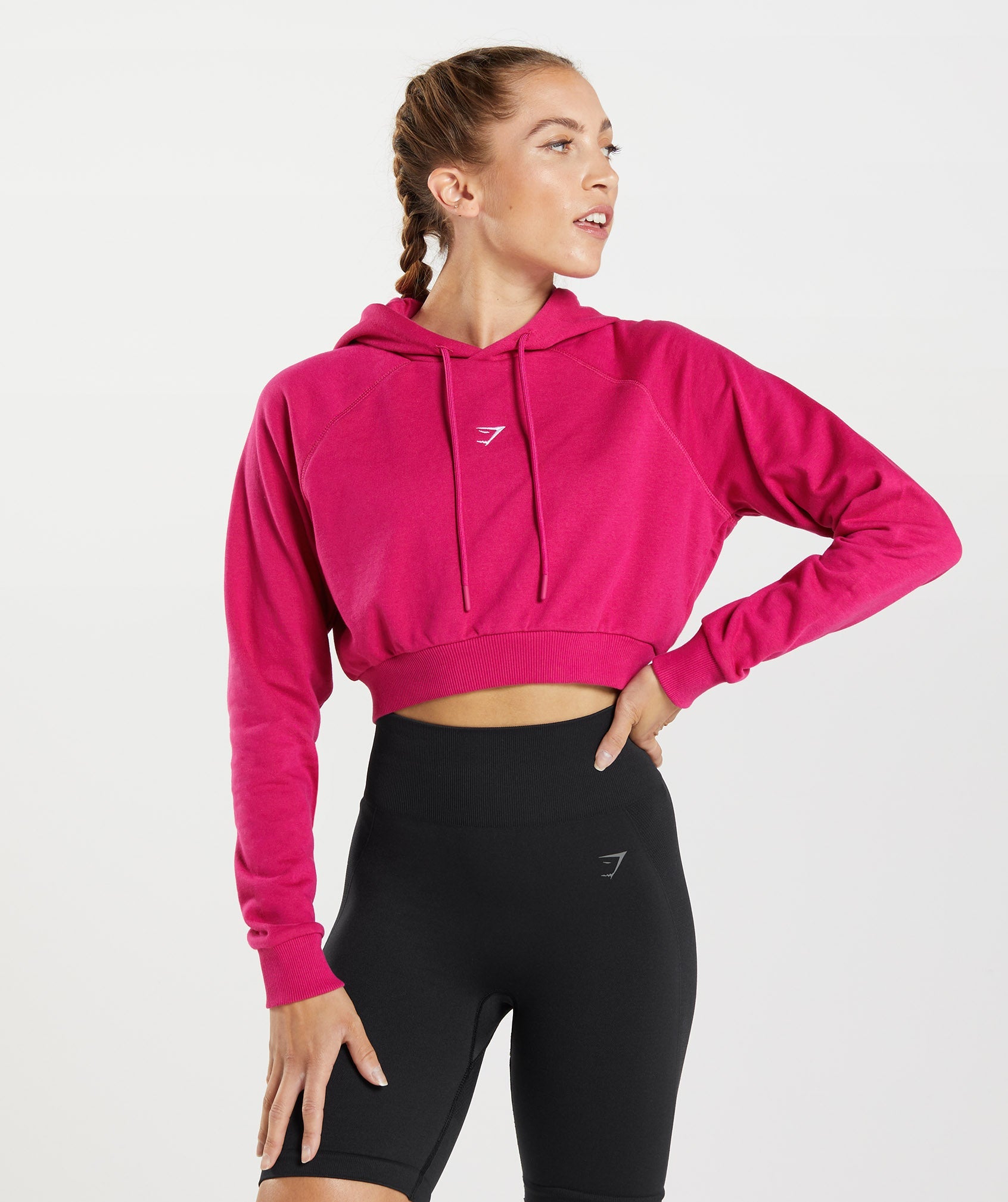 Gymshark Training Cropped Hoodie - Magenta Pink | Gymshark