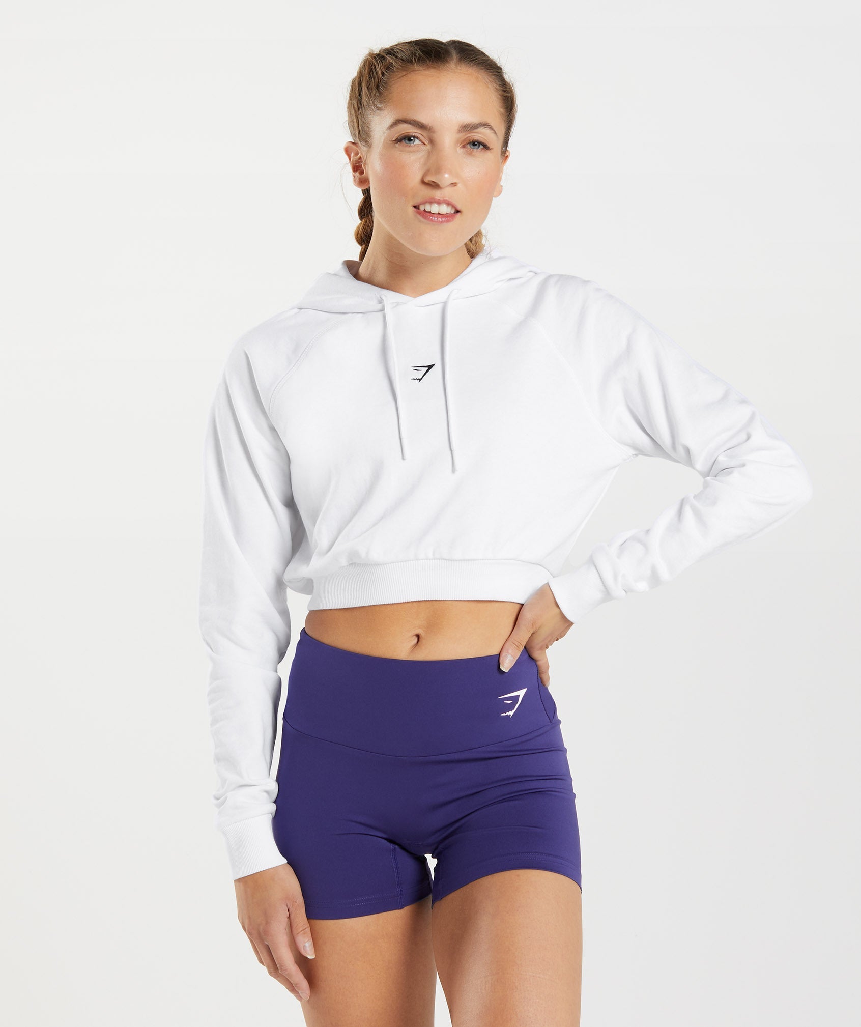 Training Cropped Hoodie in White