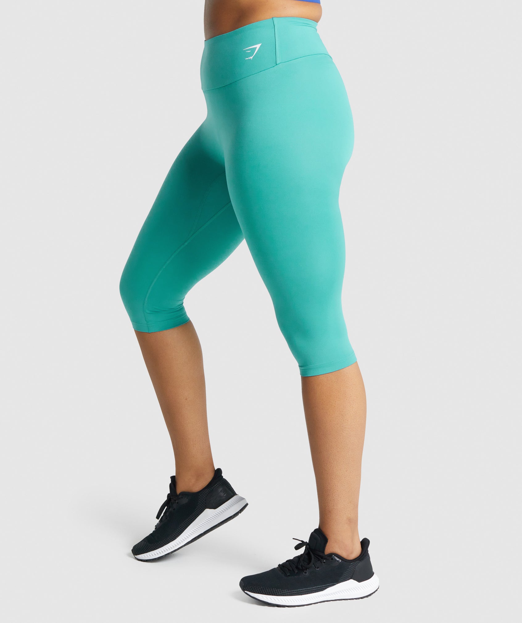 Gymshark Womens Leggings Seamless Gray Green Logo Cropped Capri Size S