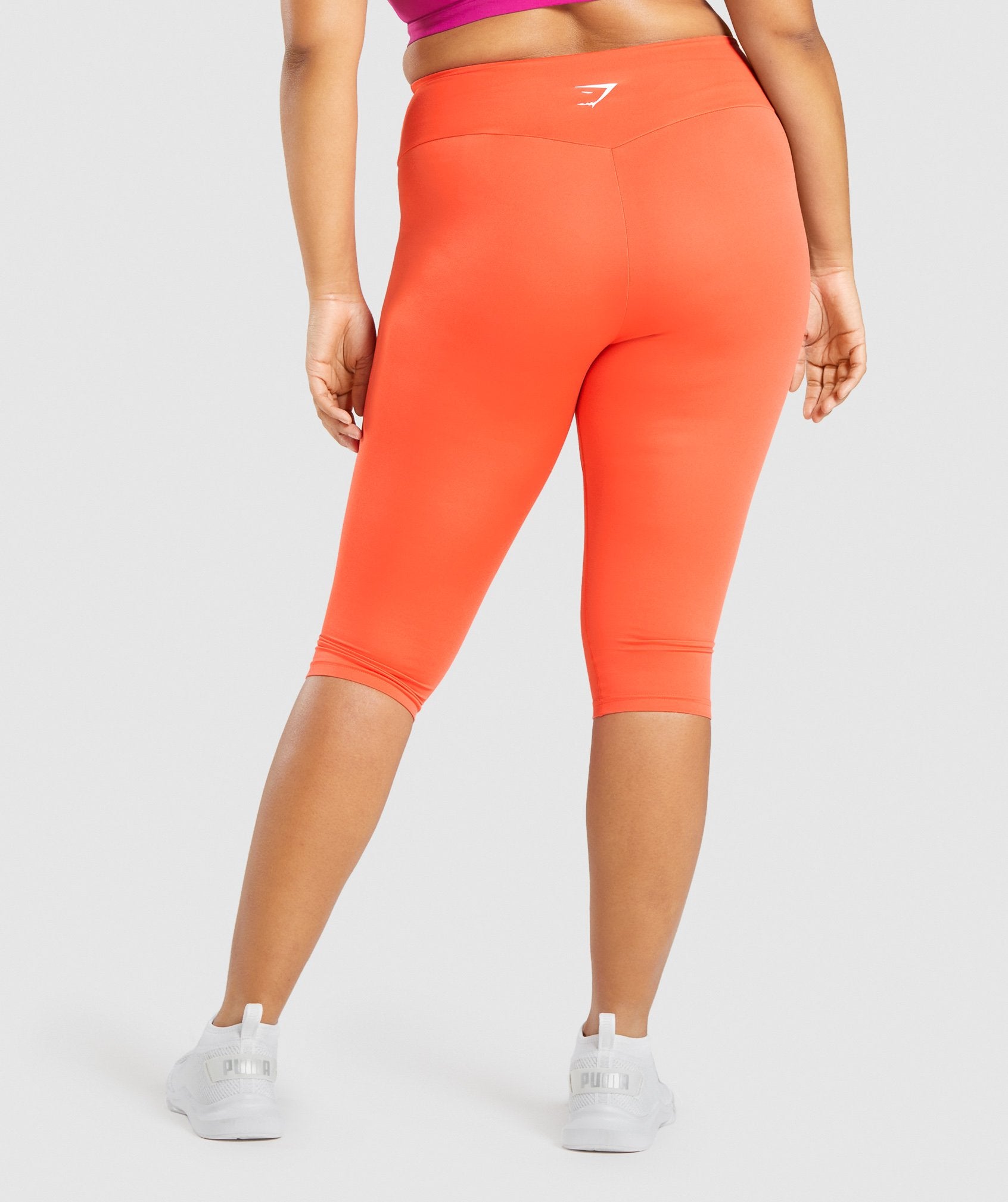 Fleo Womens El Toro Crop 21 Elastic Waist Orange Compression Legging Size  Small