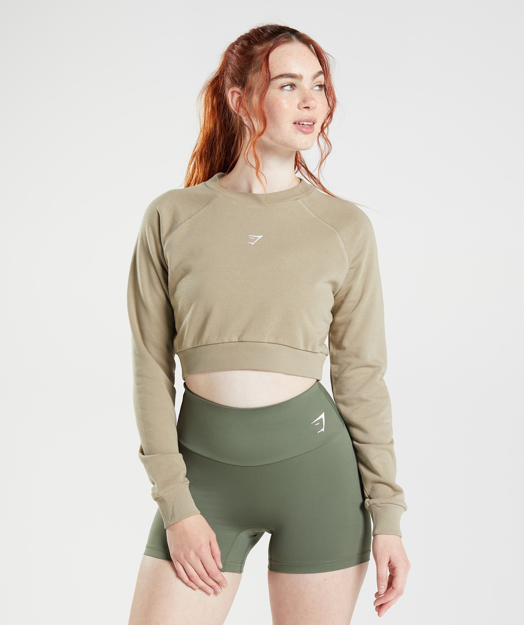 Training Cropped Sweater in Cement Brown - view 1