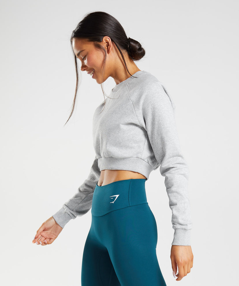 Gymshark Training Cropped Sweater - Light Grey Core Marl | Gymshark