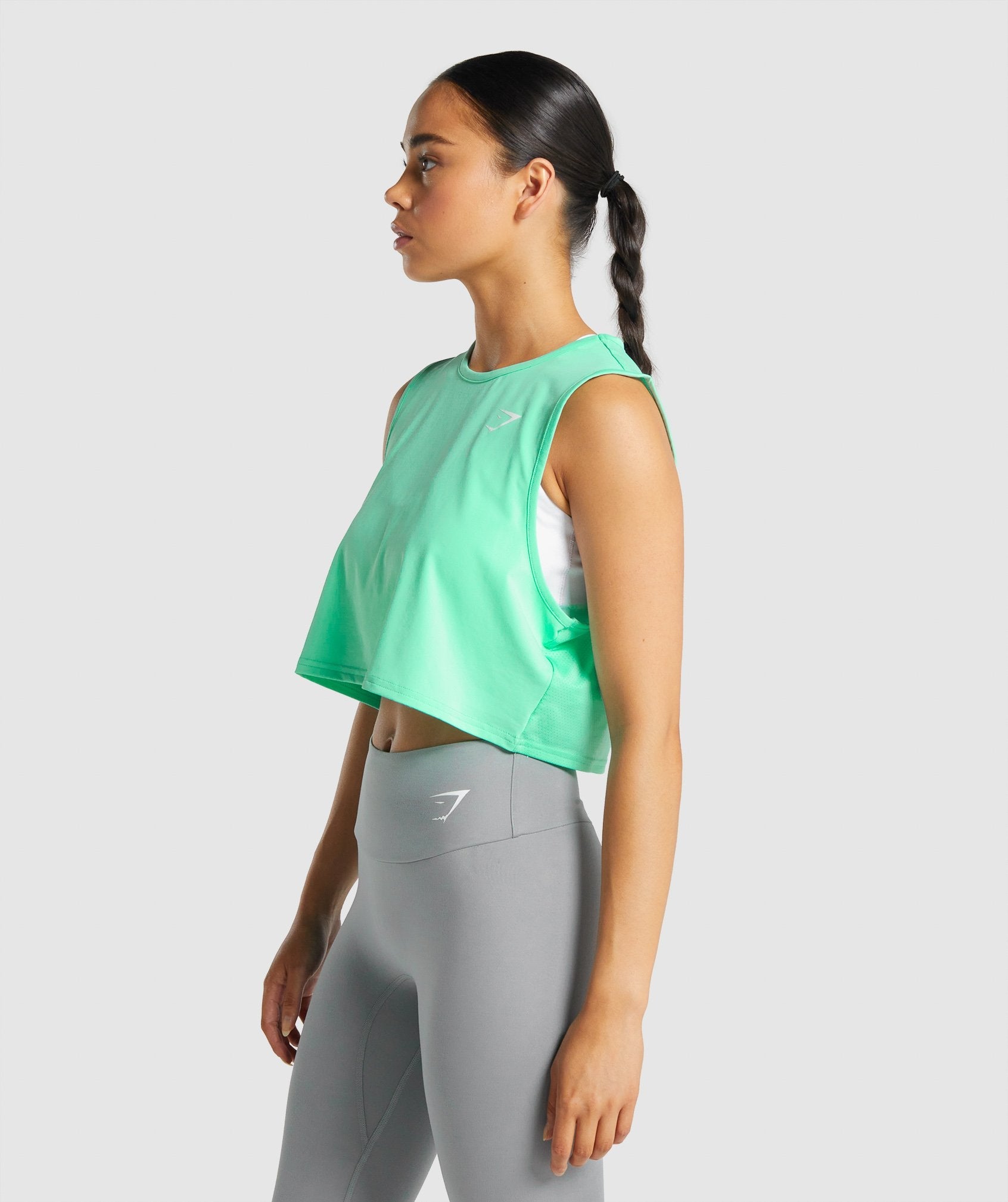 Training Crop Tank in Turquoise - view 3