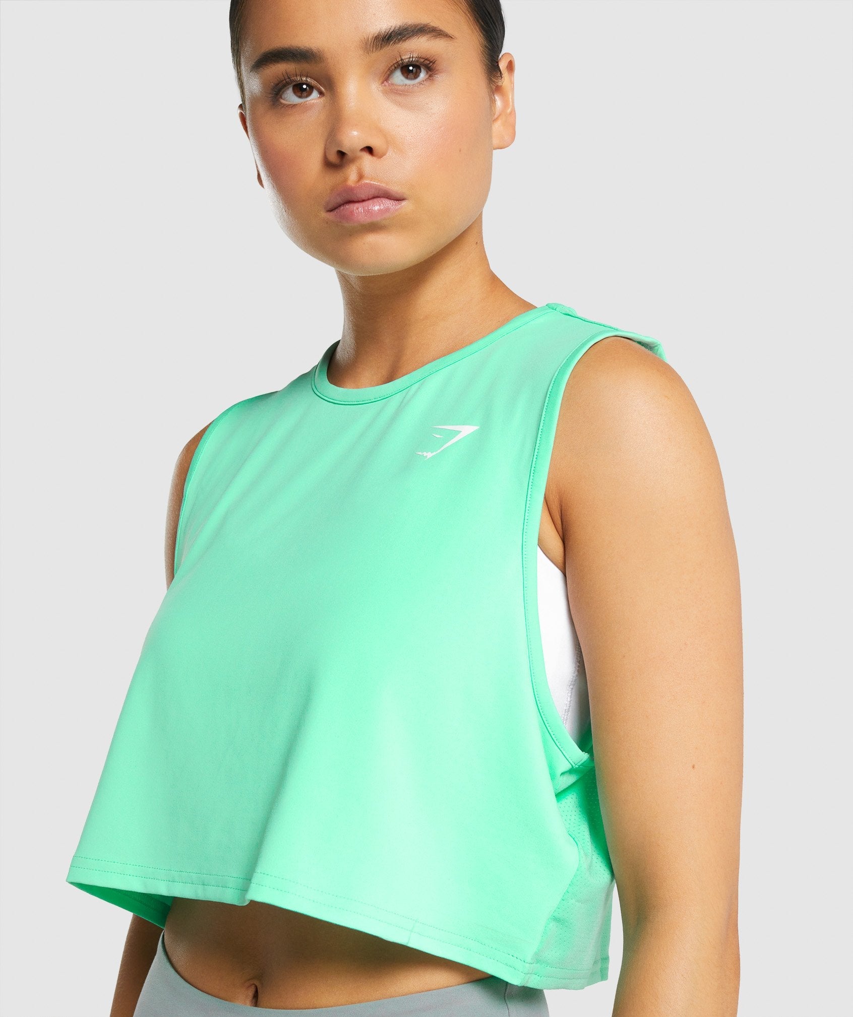 Training Crop Tank in Turquoise - view 6