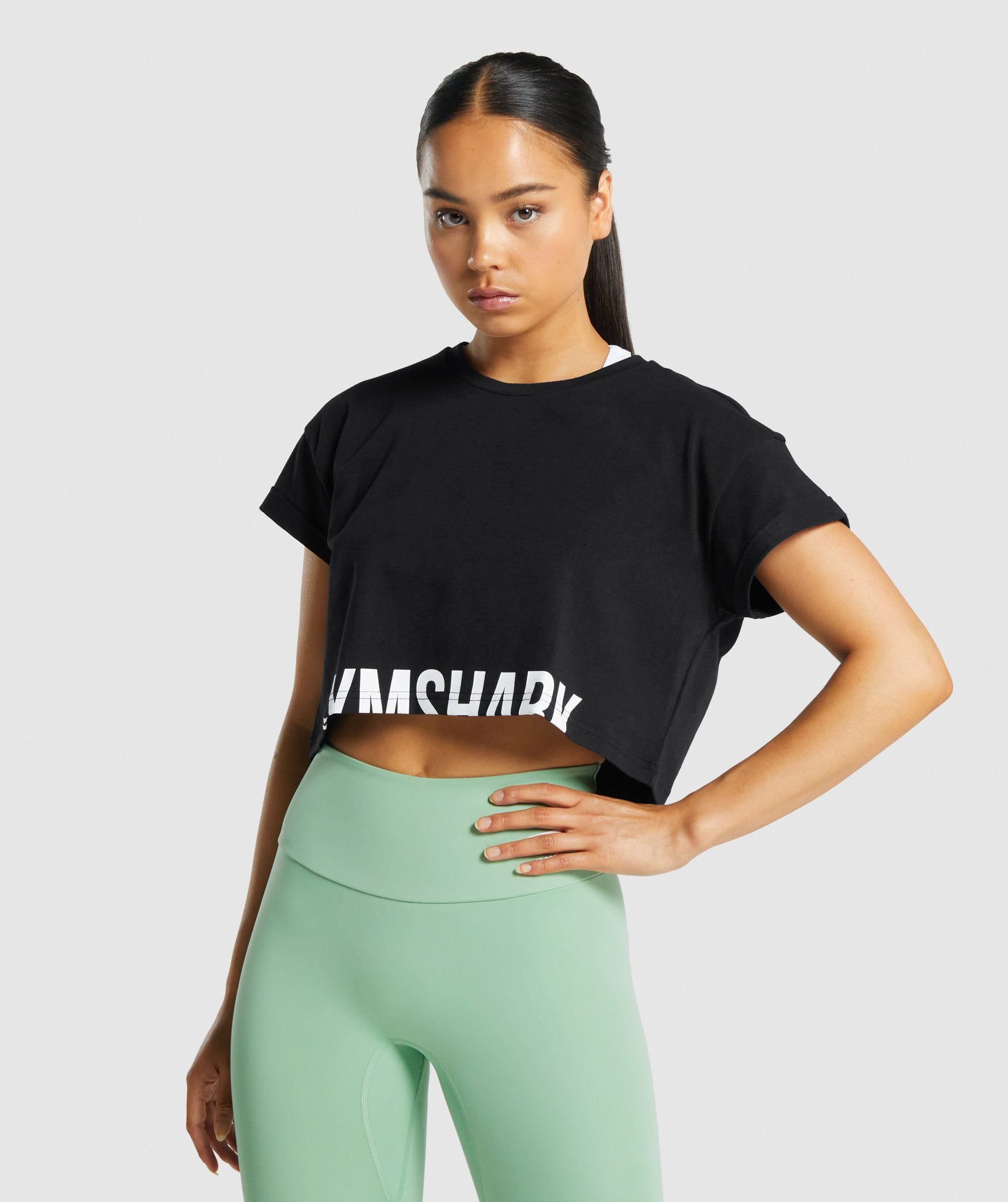 Fraction Crop Top in Black - view 1