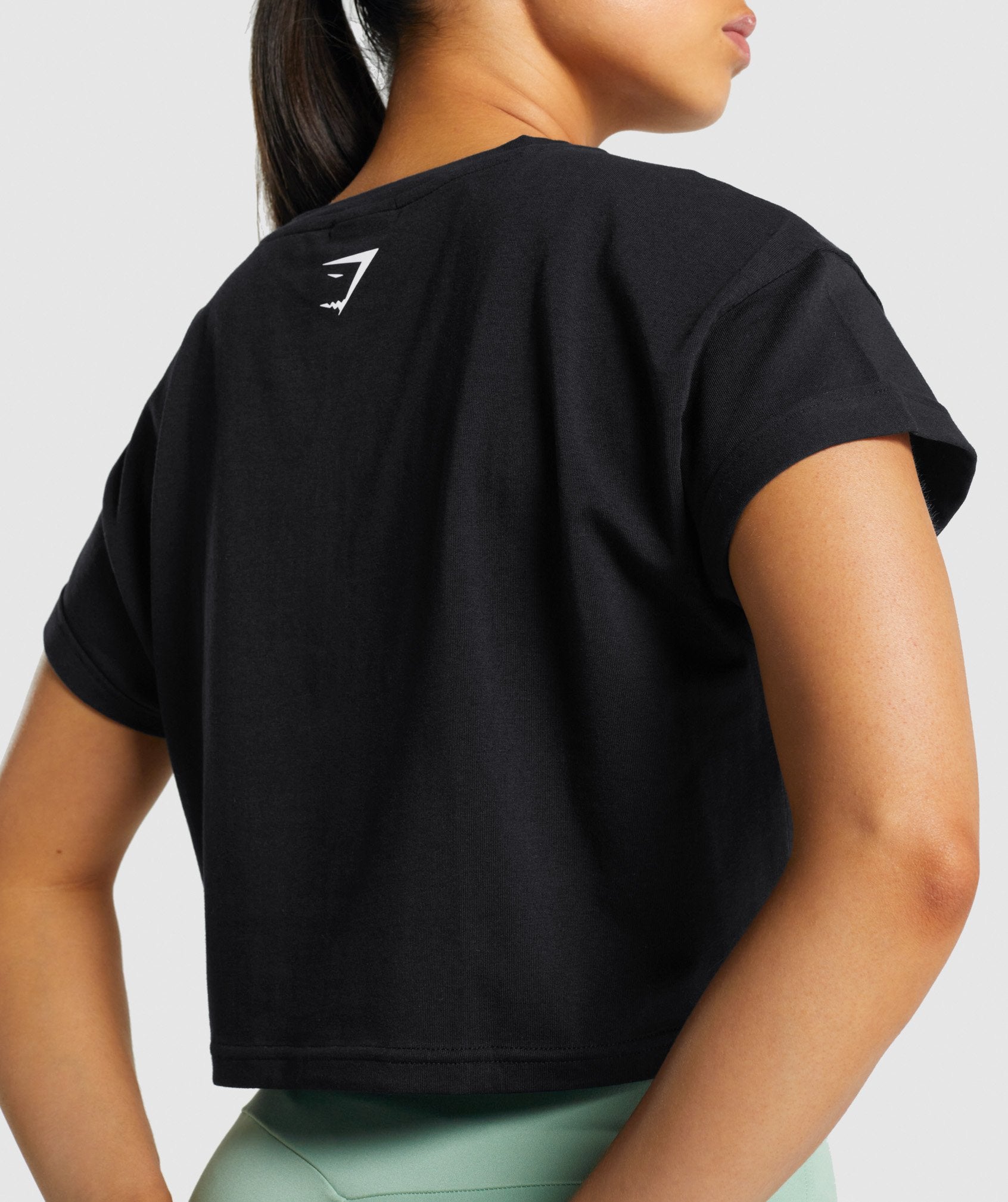 Buy Gymshark women sportswear fit crew neck cropped top black