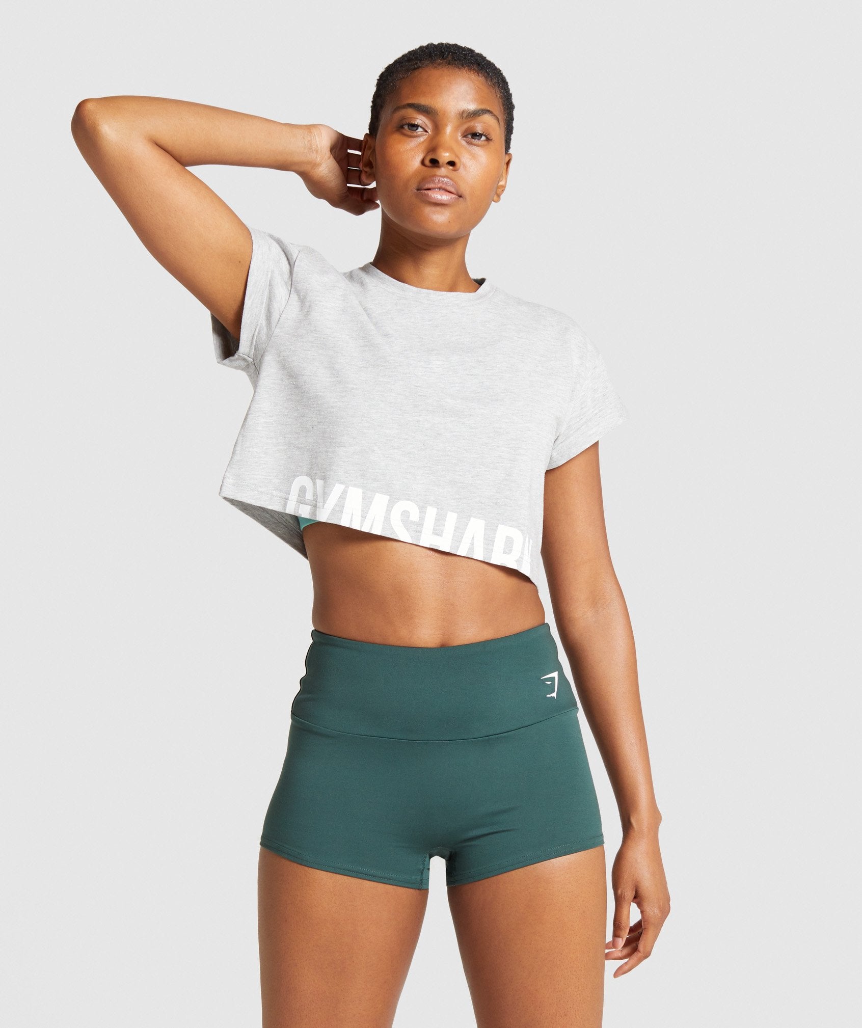 Gymshark Cotton Boxy Crop Top - Faded Green