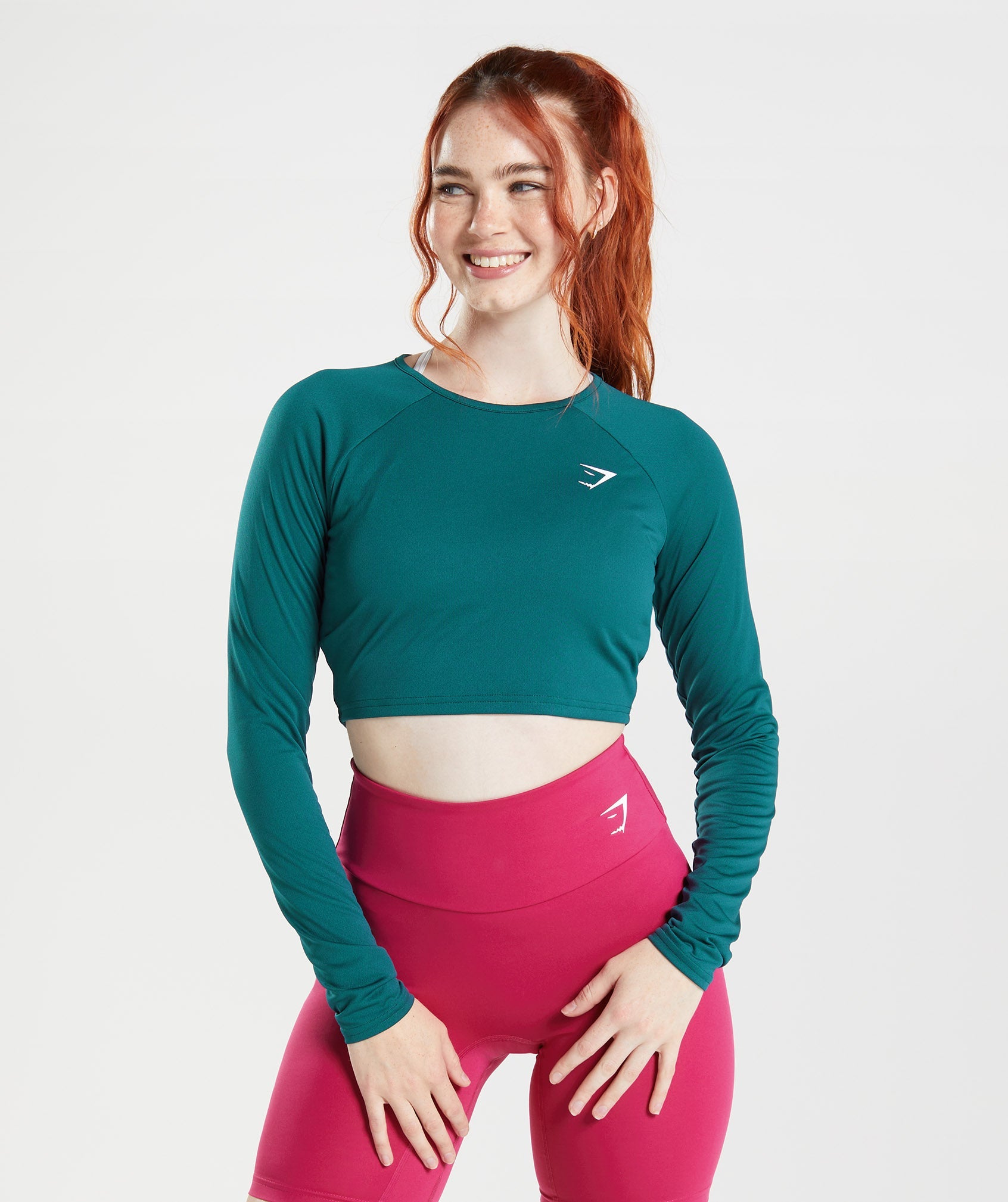 Training Long Sleeve Crop Top in Winter Teal - view 1