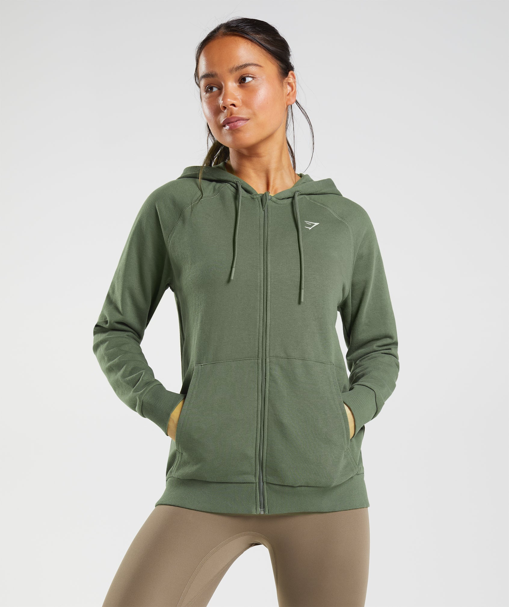 Training Zip Hoodie in Core Olive - view 1