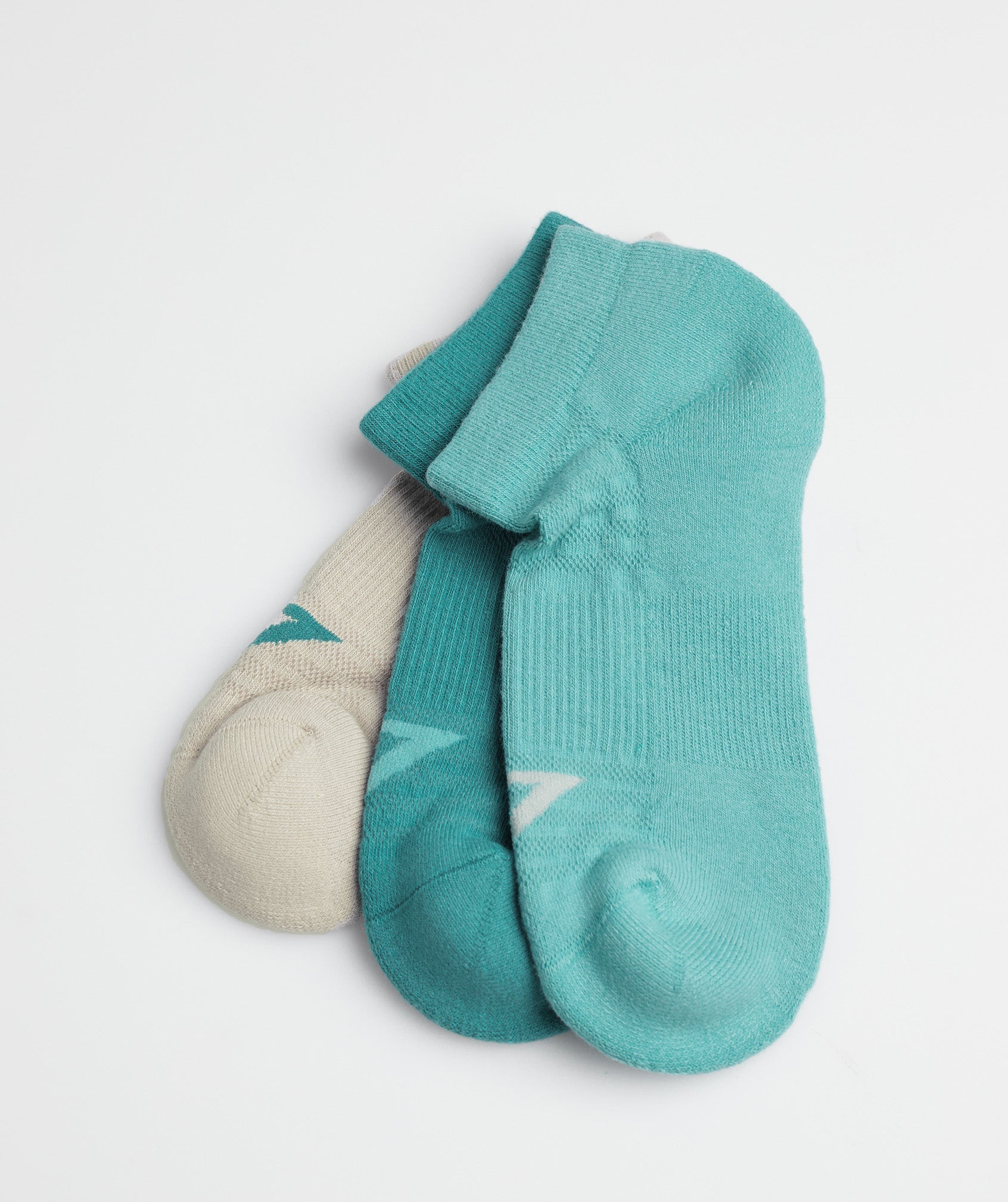 Ankle Socks 3pk in Blue/Jewel Green/Pebble Grey - view 2