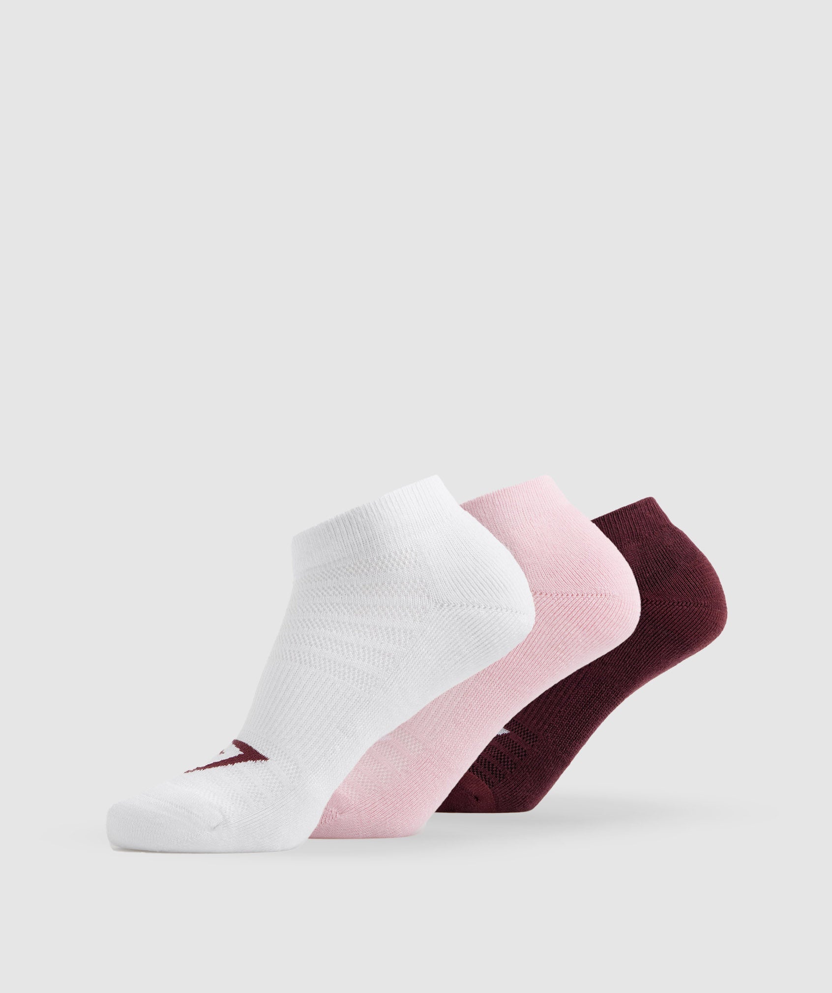 Ankle Socks 3pk in Baked Maroon/Sweet Pink/White - view 1