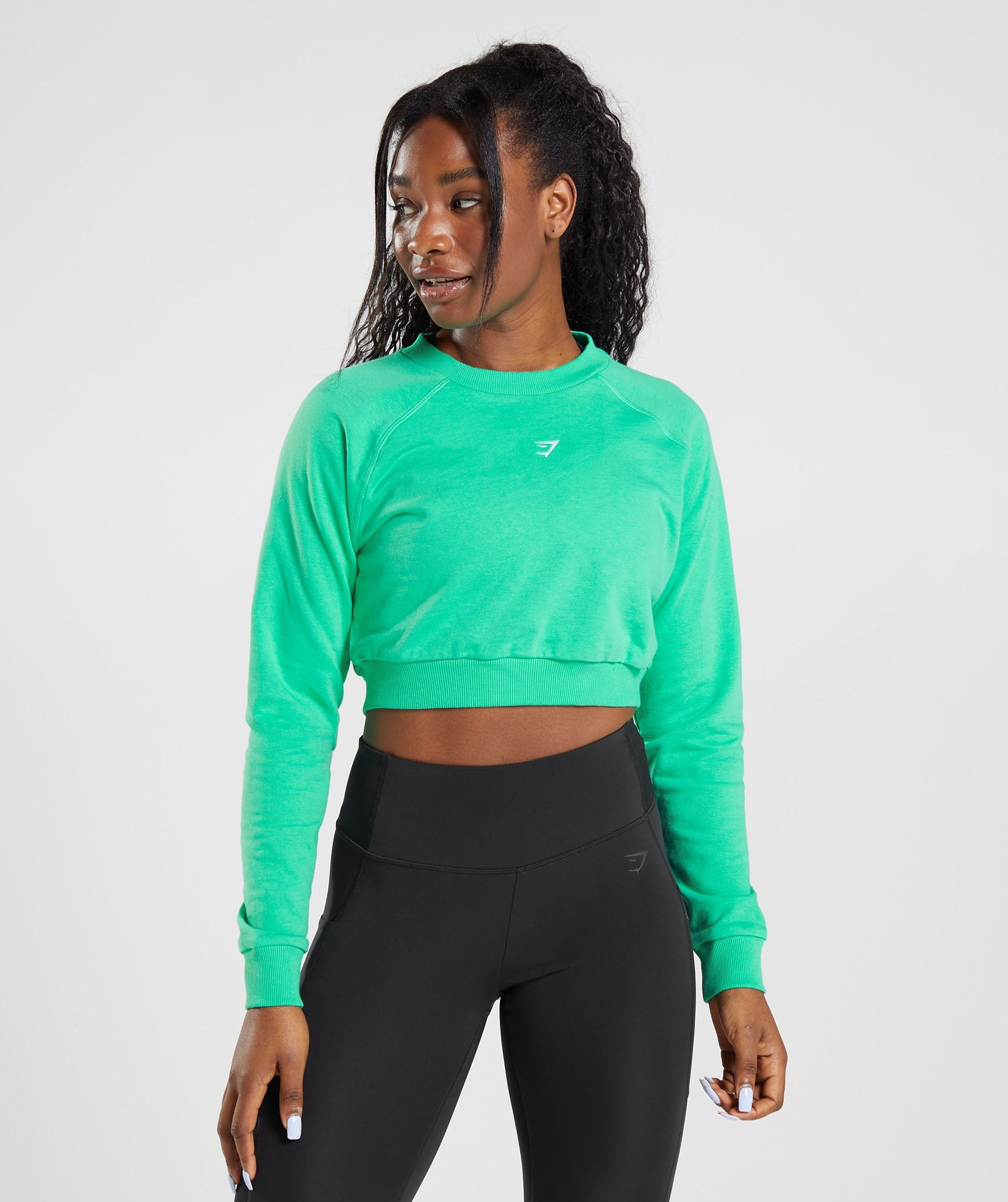 Training Cropped Sweater in Tropic Green - view 1