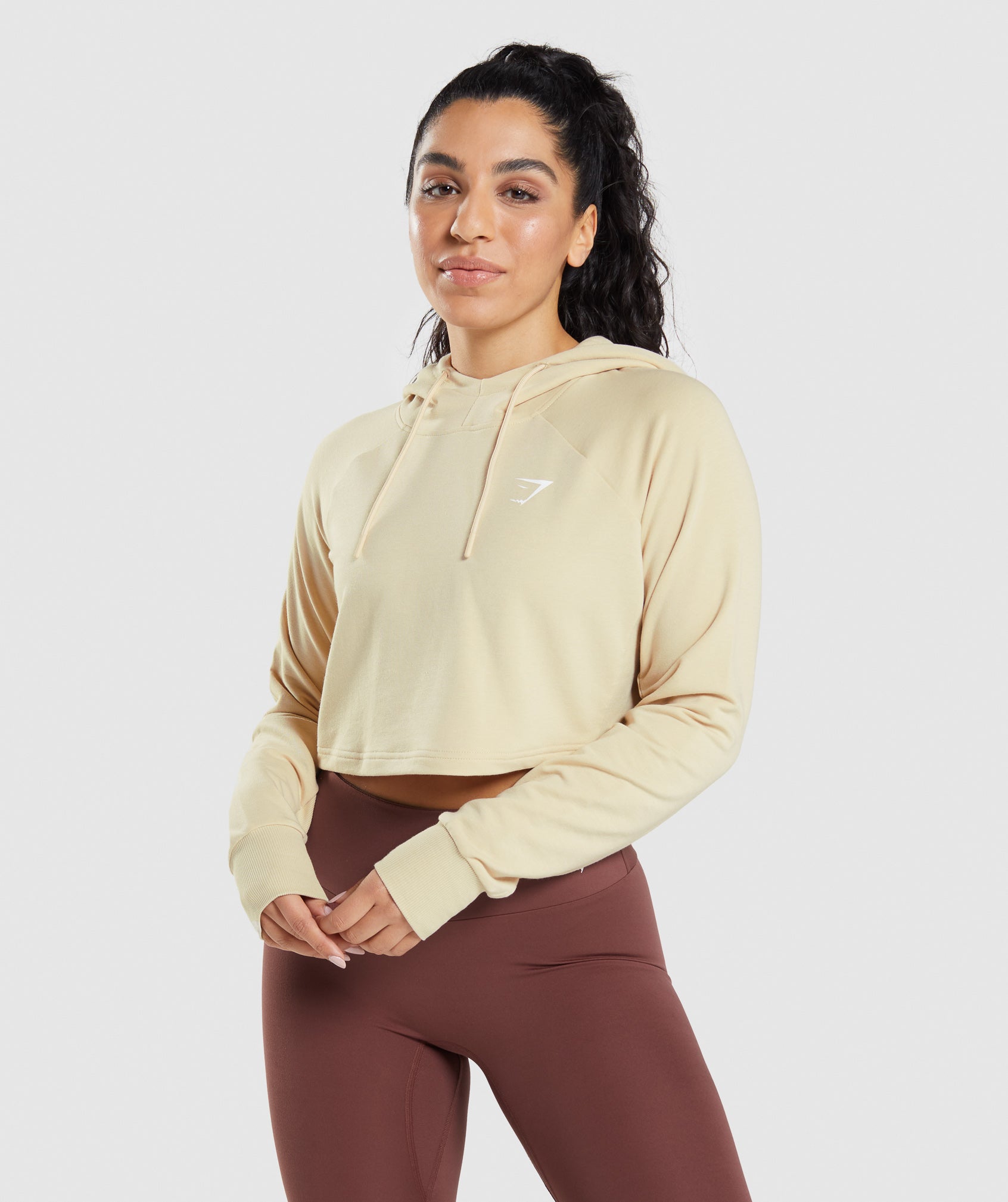 Training Cropped Hoodie in Vanilla Brown - view 1