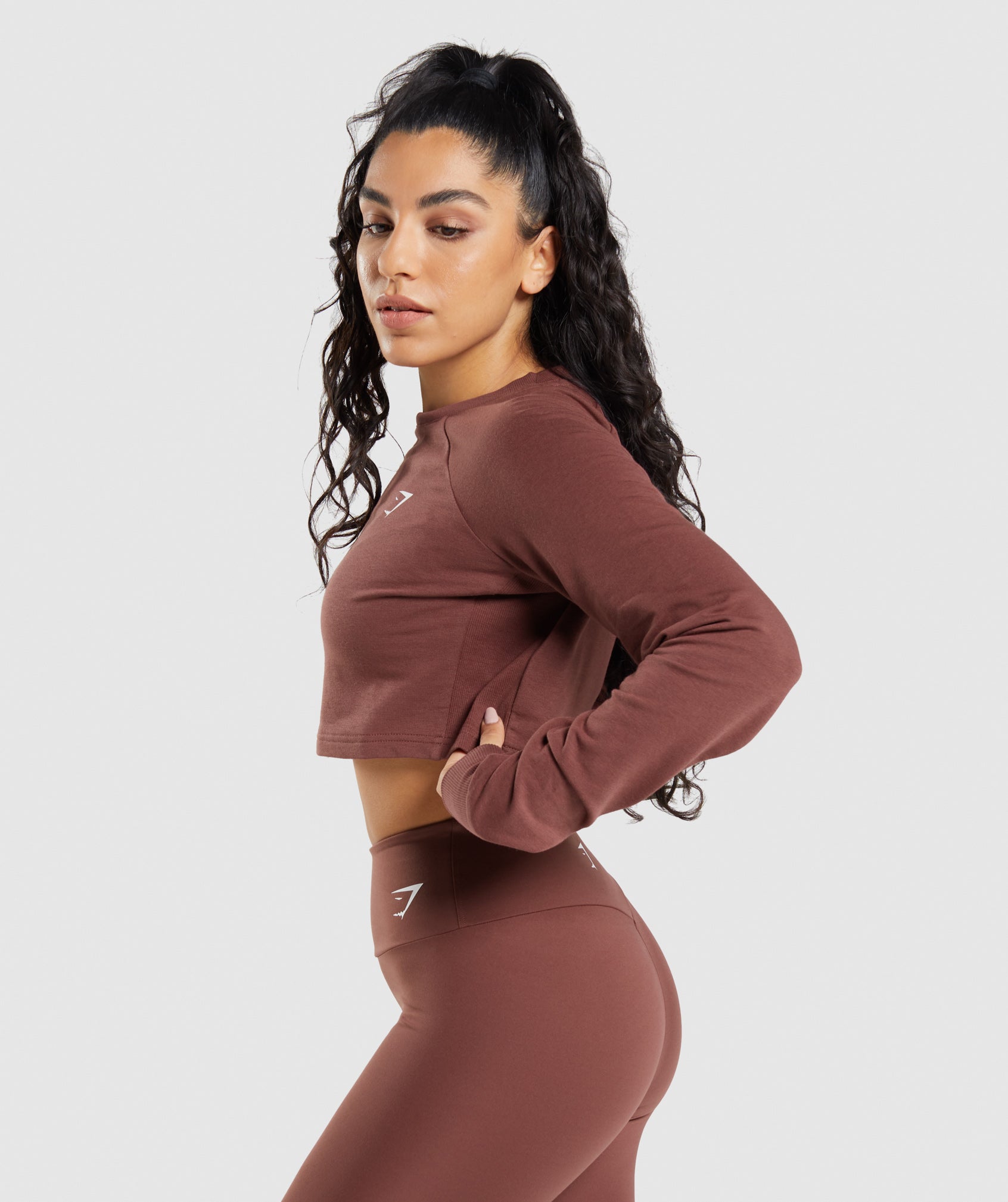 Gymshark Training Cropped Sweater - Cherry Brown