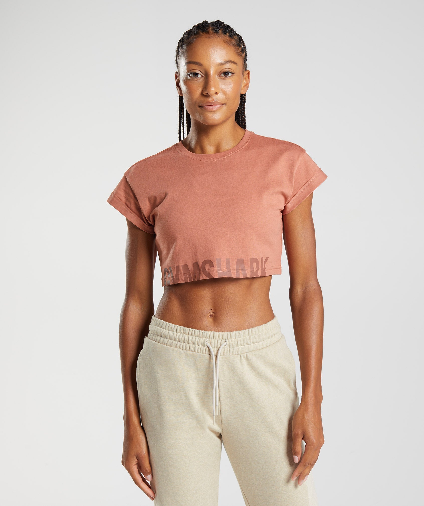 Fraction Crop Top in Toffee Brown - view 1