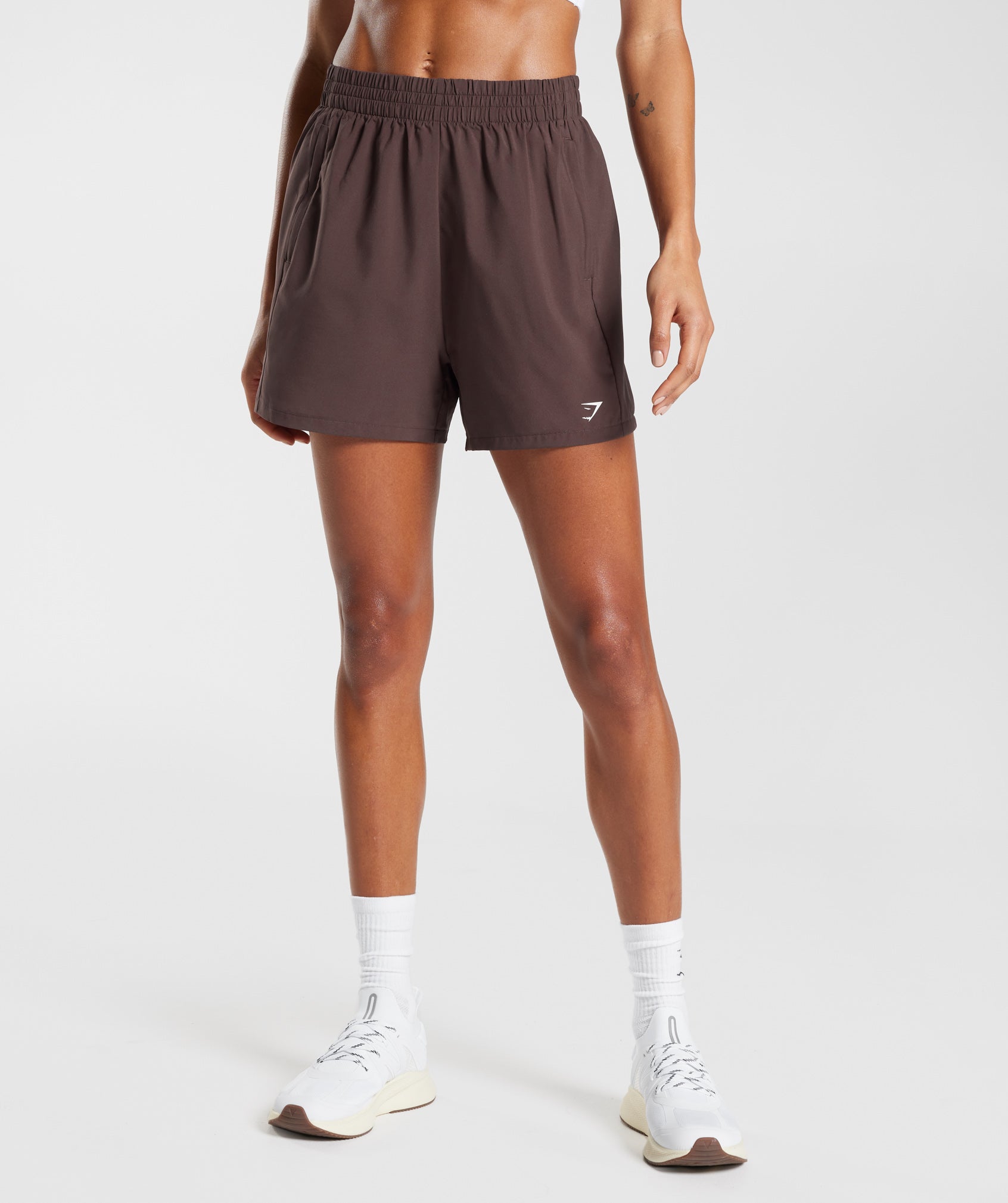Women's Running Shorts Elastic High Waisted Shorts Pocket Sporty Workout  Shorts Quick Dry Athletic Shorts Pants-pink