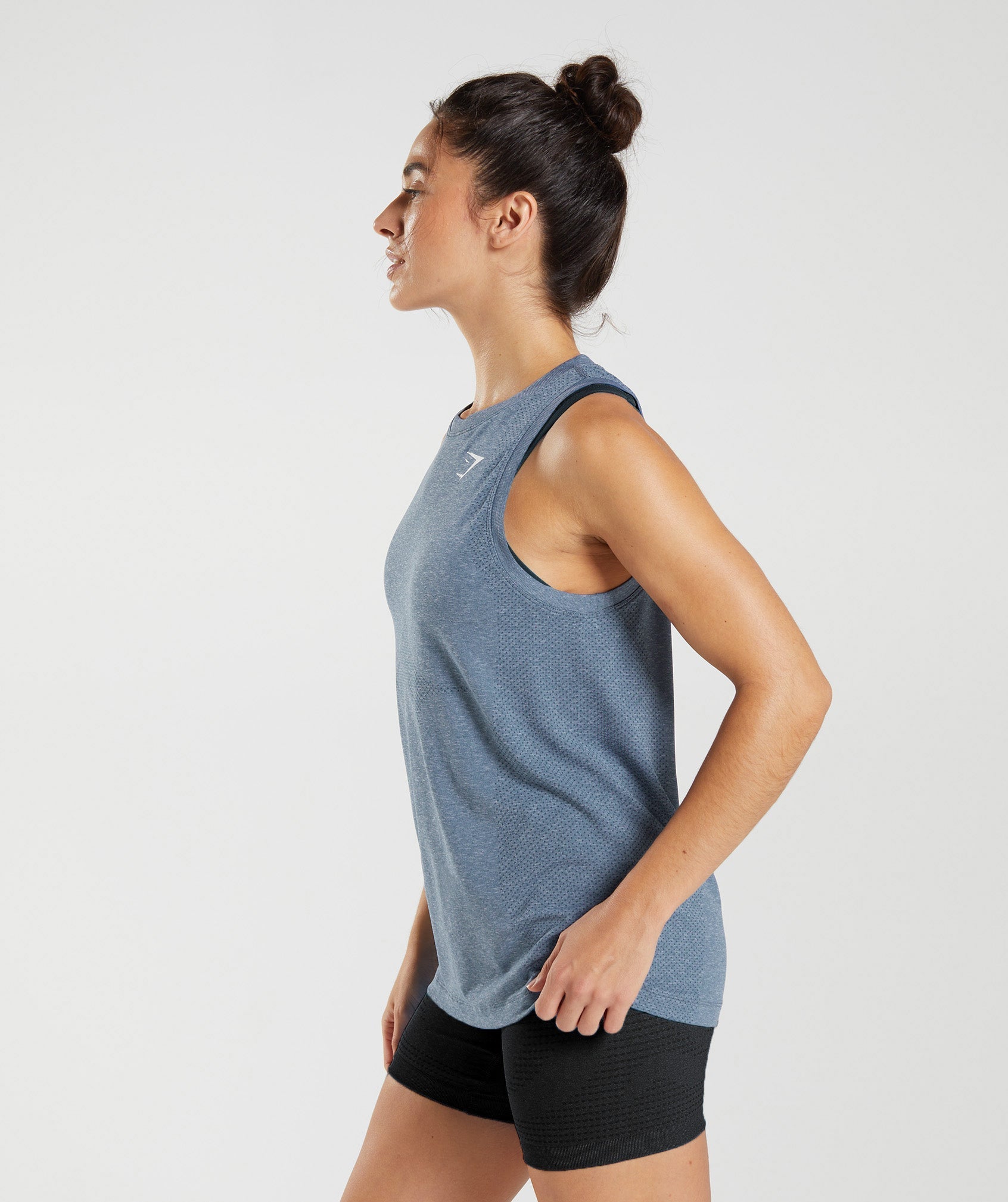 Gymshark Vital Seamless 2.0 Light Long Sleeve Top - Evening Blue Marl