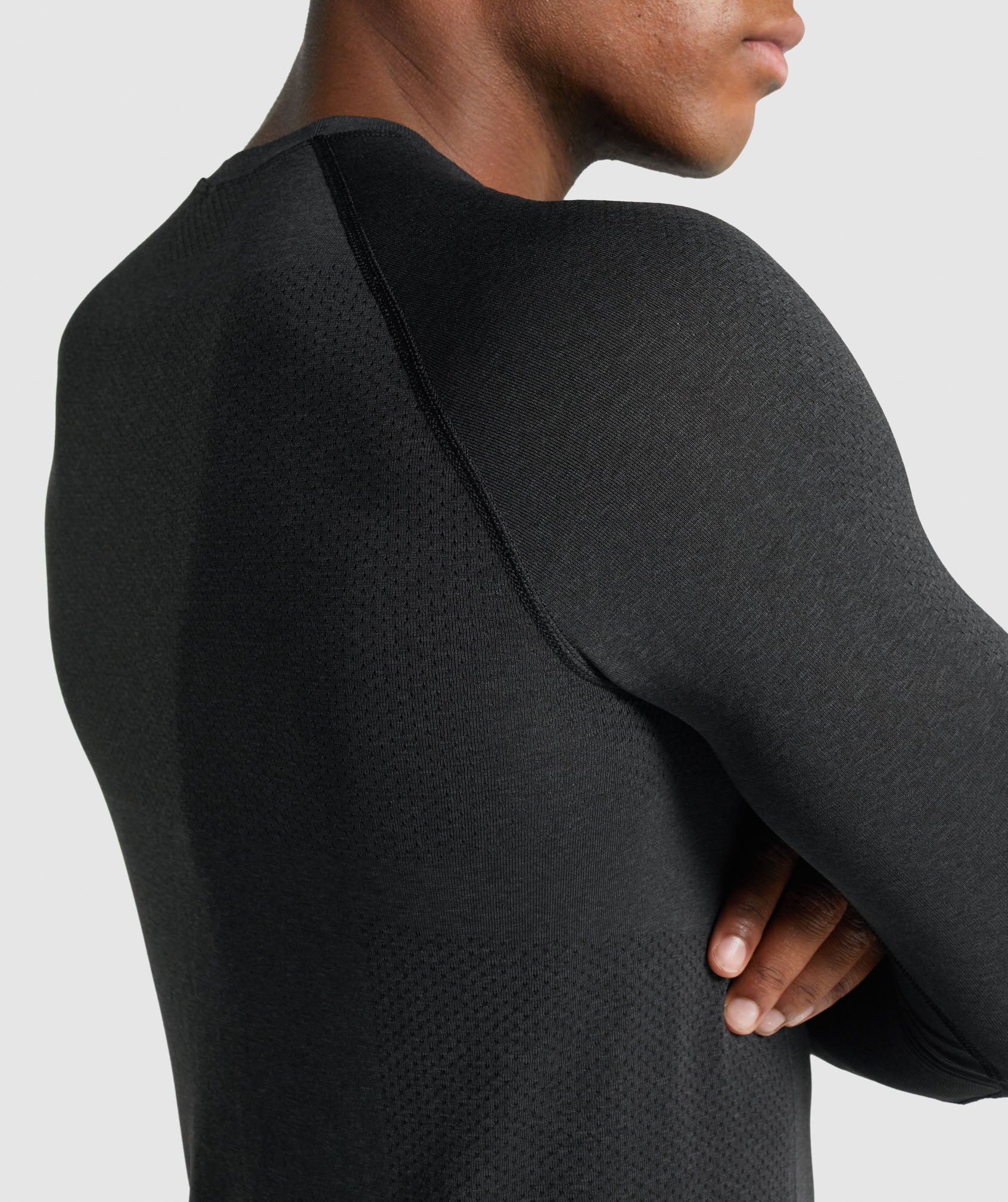 Vital Light Seamless Long Sleeve T-Shirt in Black Marl - view 6