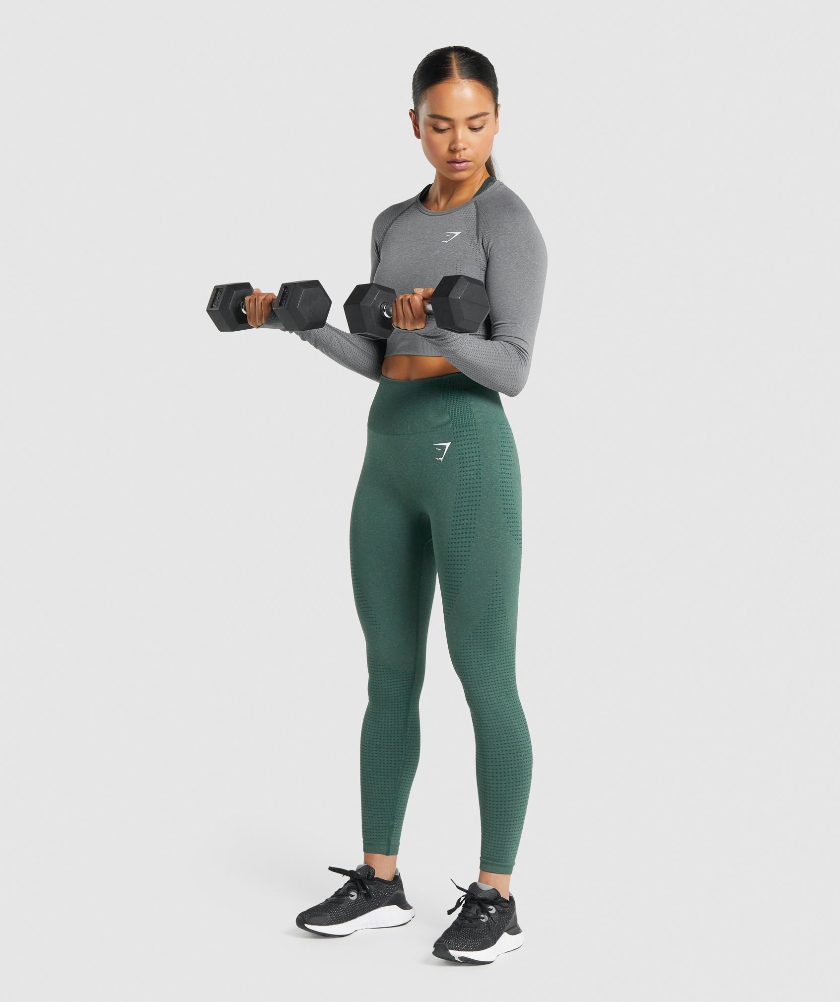 Vital Seamless 2.0 Long Sleeve Crop Top in Smokey Grey Marl - view 4