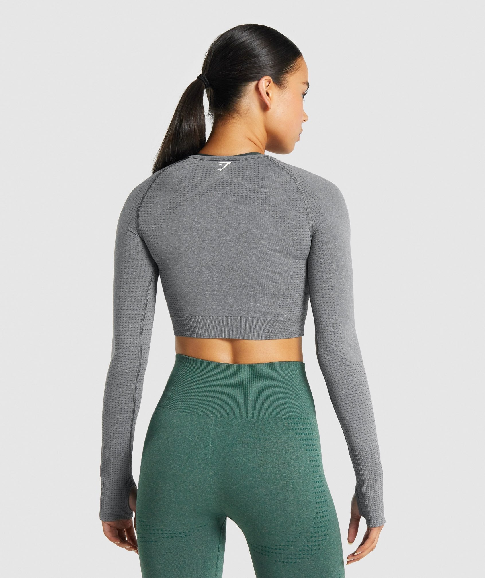 Vital Seamless 2.0 Long Sleeve Crop Top in Smokey Grey Marl - view 2